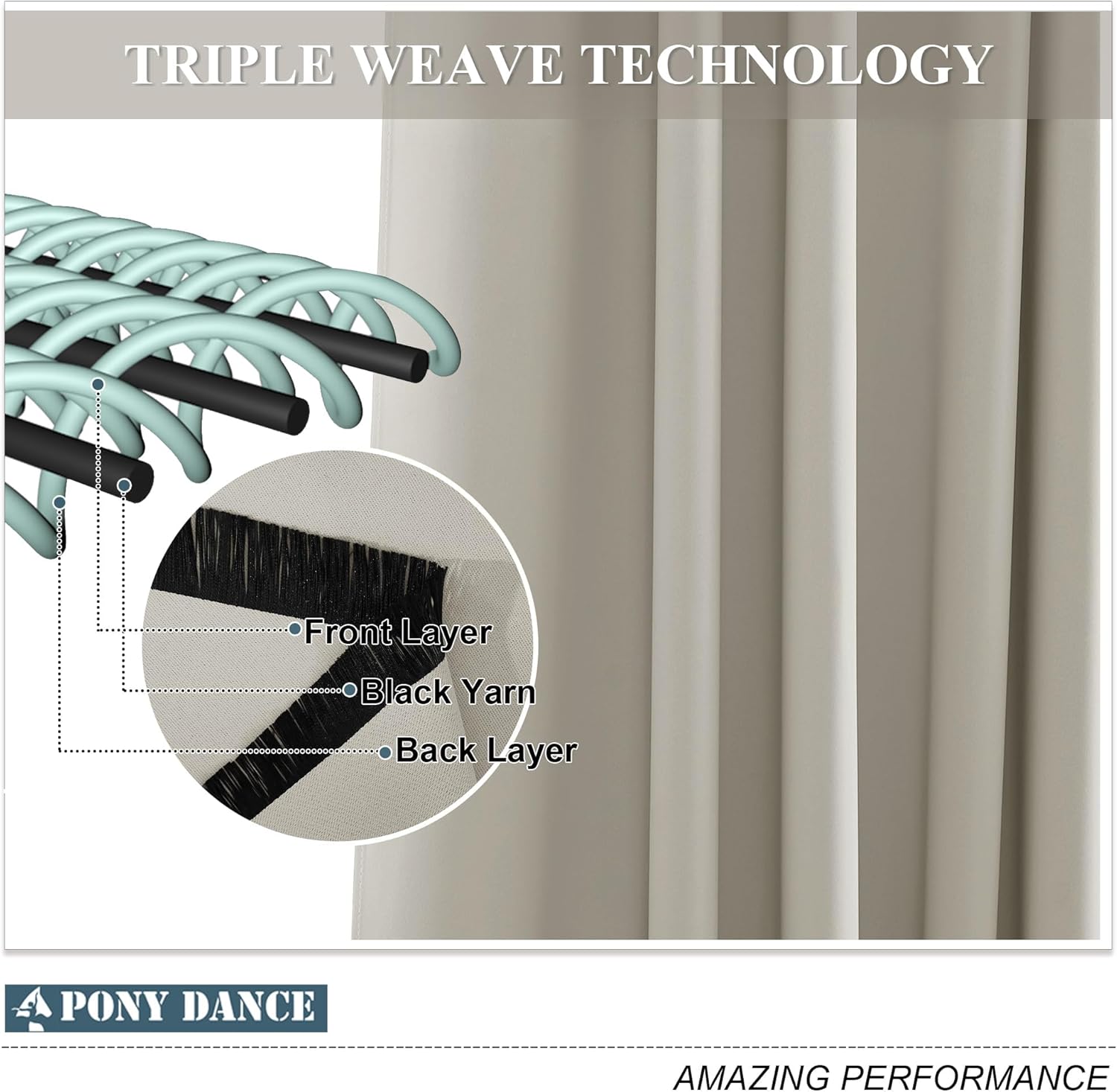 Thumbnail 3 de PONY DANCE Pencil Pleat Curtains 52×84 cm