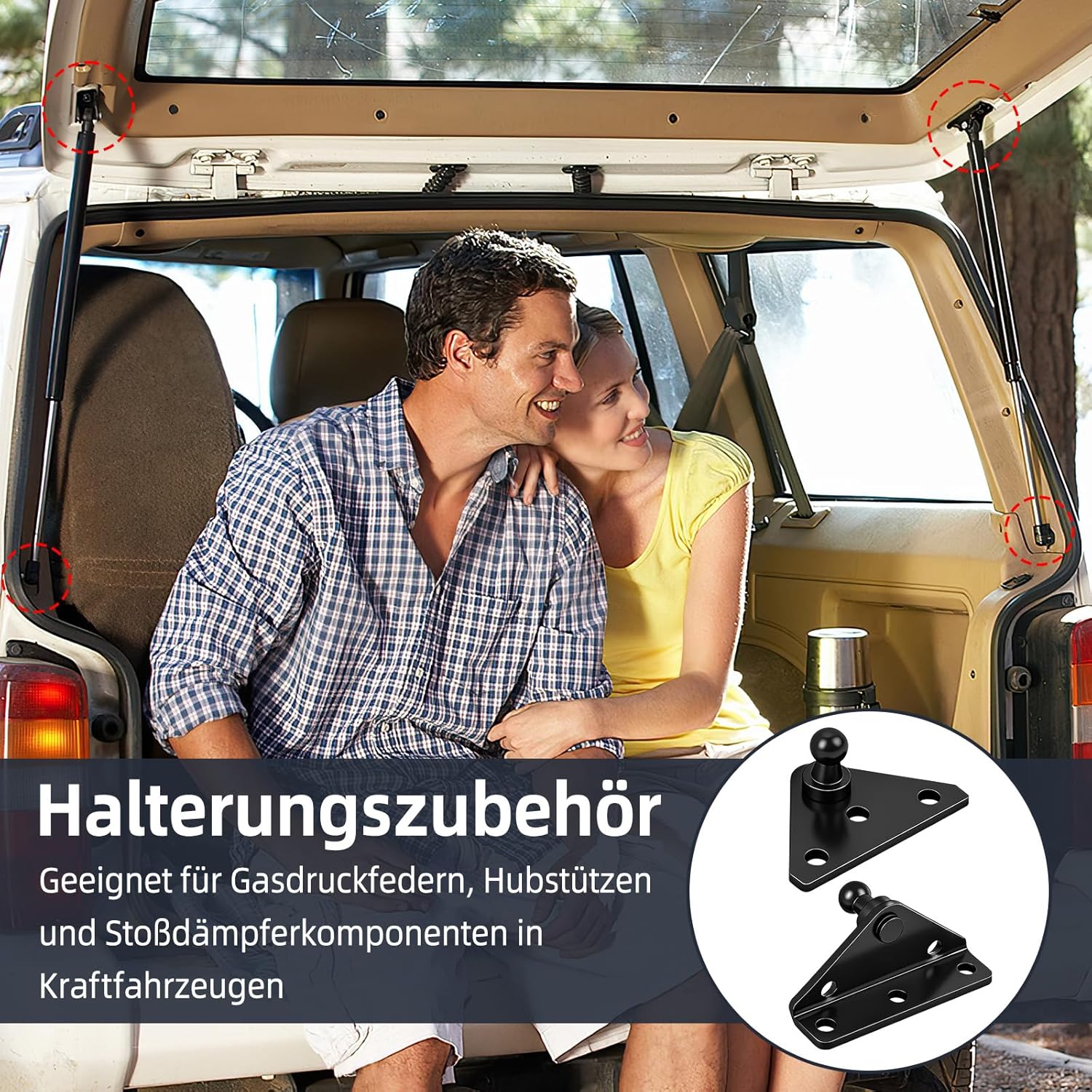 Thumbnail 3 de CEOTIS 10-mm Kugelbolzen Montagehalterung breit – Montage-Set für Gasdruckdämpfer (4 Stück), schwarz