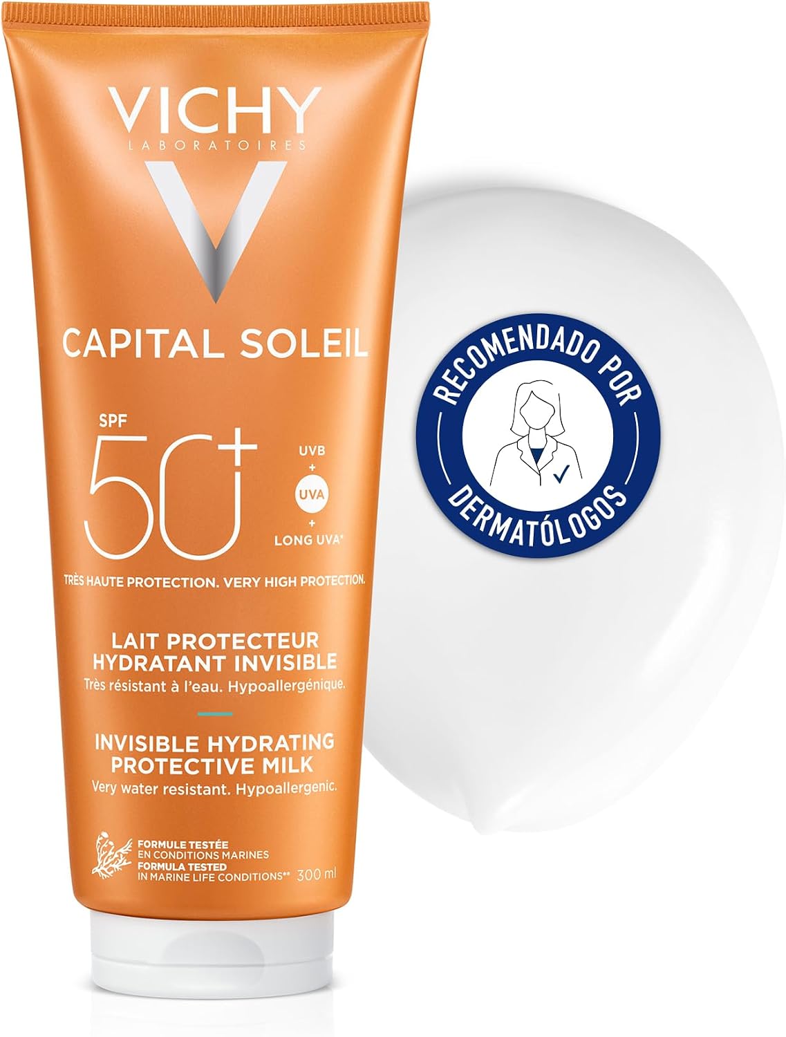 Detalle de Vichy Capital Soleil Lait Solaire Hydratant SPF50+ pour Visage et Corps – 300 ml