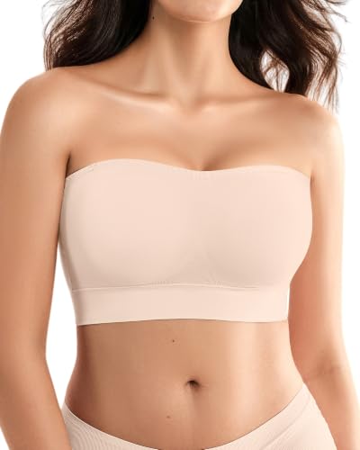 Detalle de SHARICCA Trägerloser BH Damen ohne Bügel 2026 – Nahtloser Push-Up Bandeau, rutschfester Silikon, flexible Träger