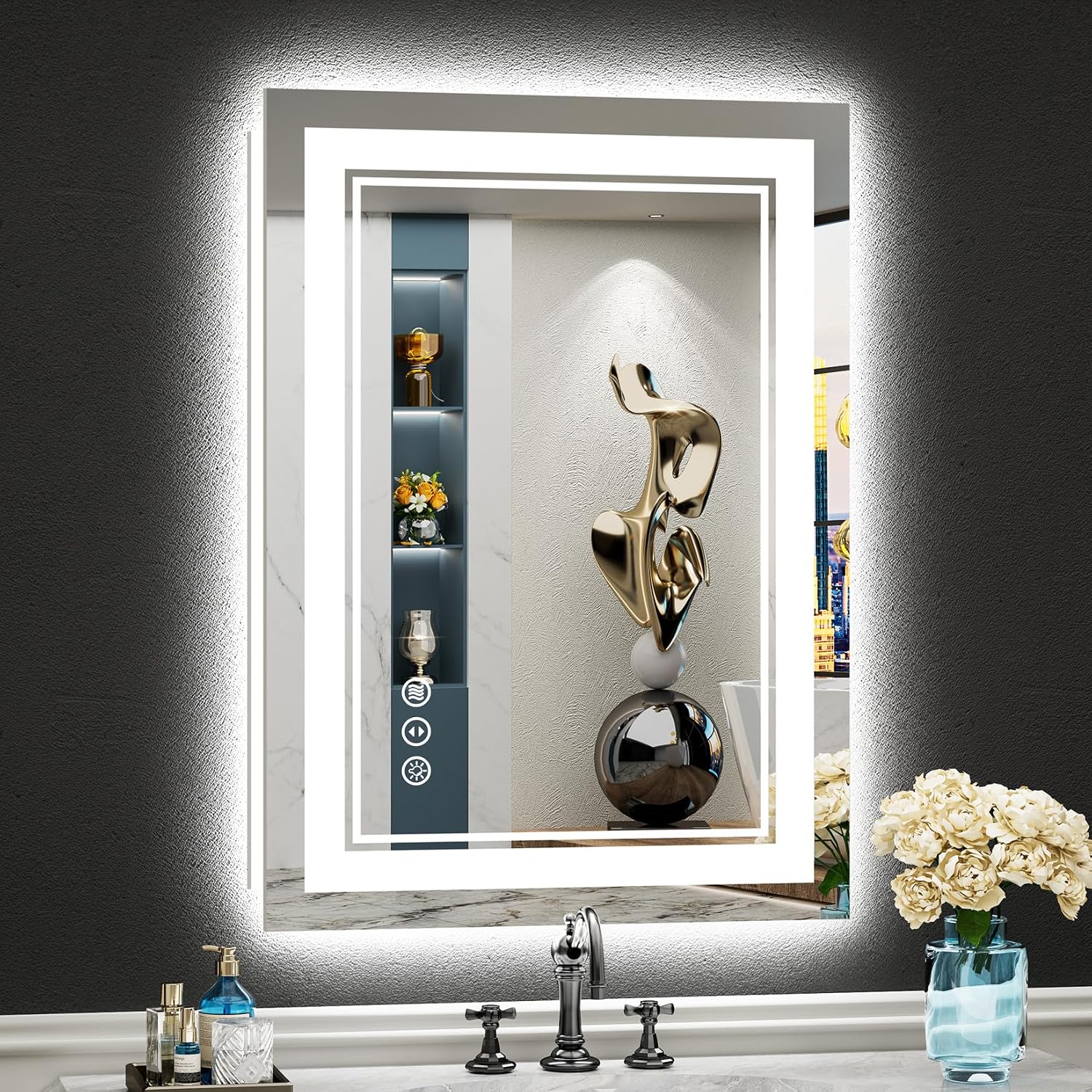 Detalle de AWANDEE 20x28 Inch LED Bathroom Mirror with Lights 🪞