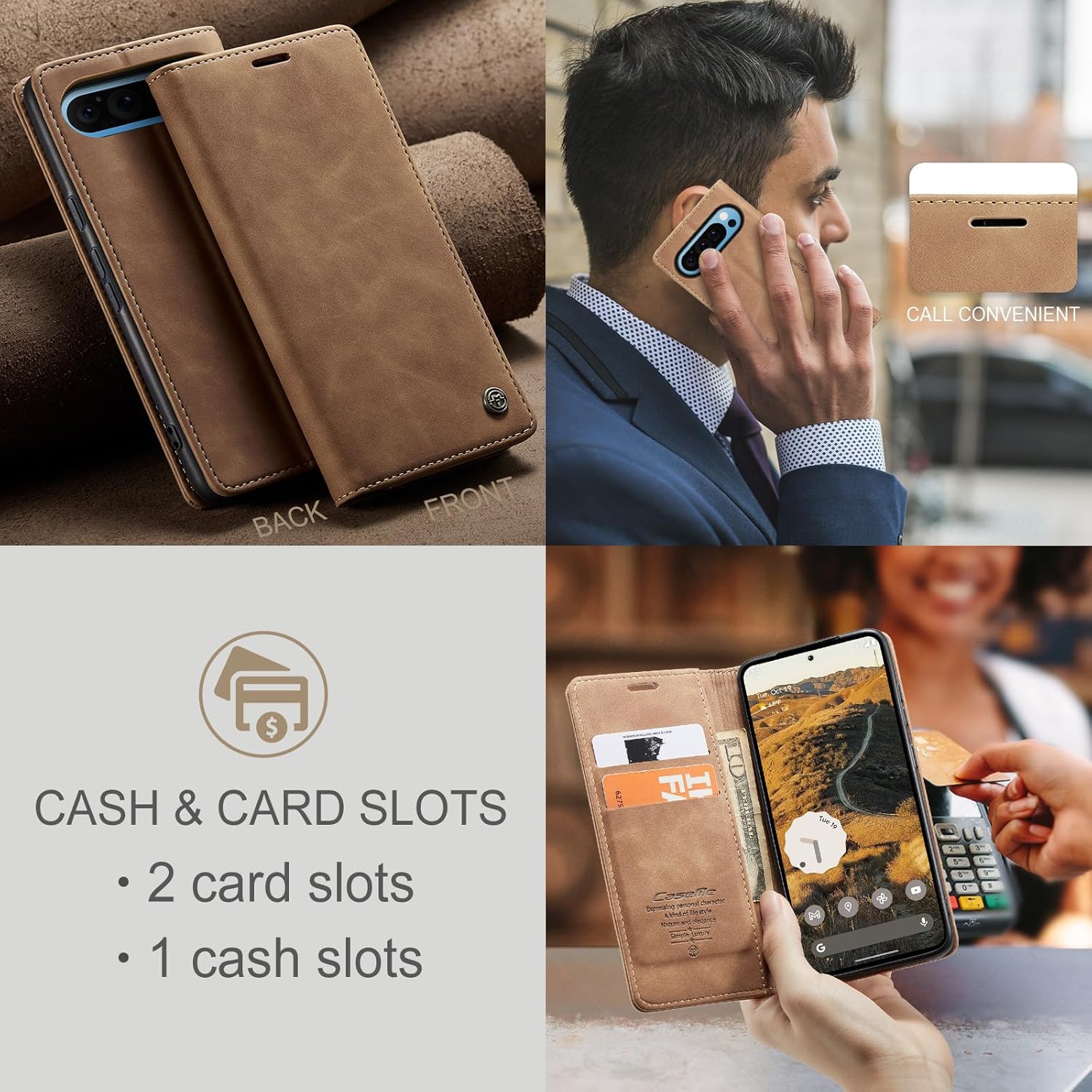 Thumbnail 3 de Monweicz Flip Case aus Premium Leder für Google Pixel 9 Pro XL – Braun
