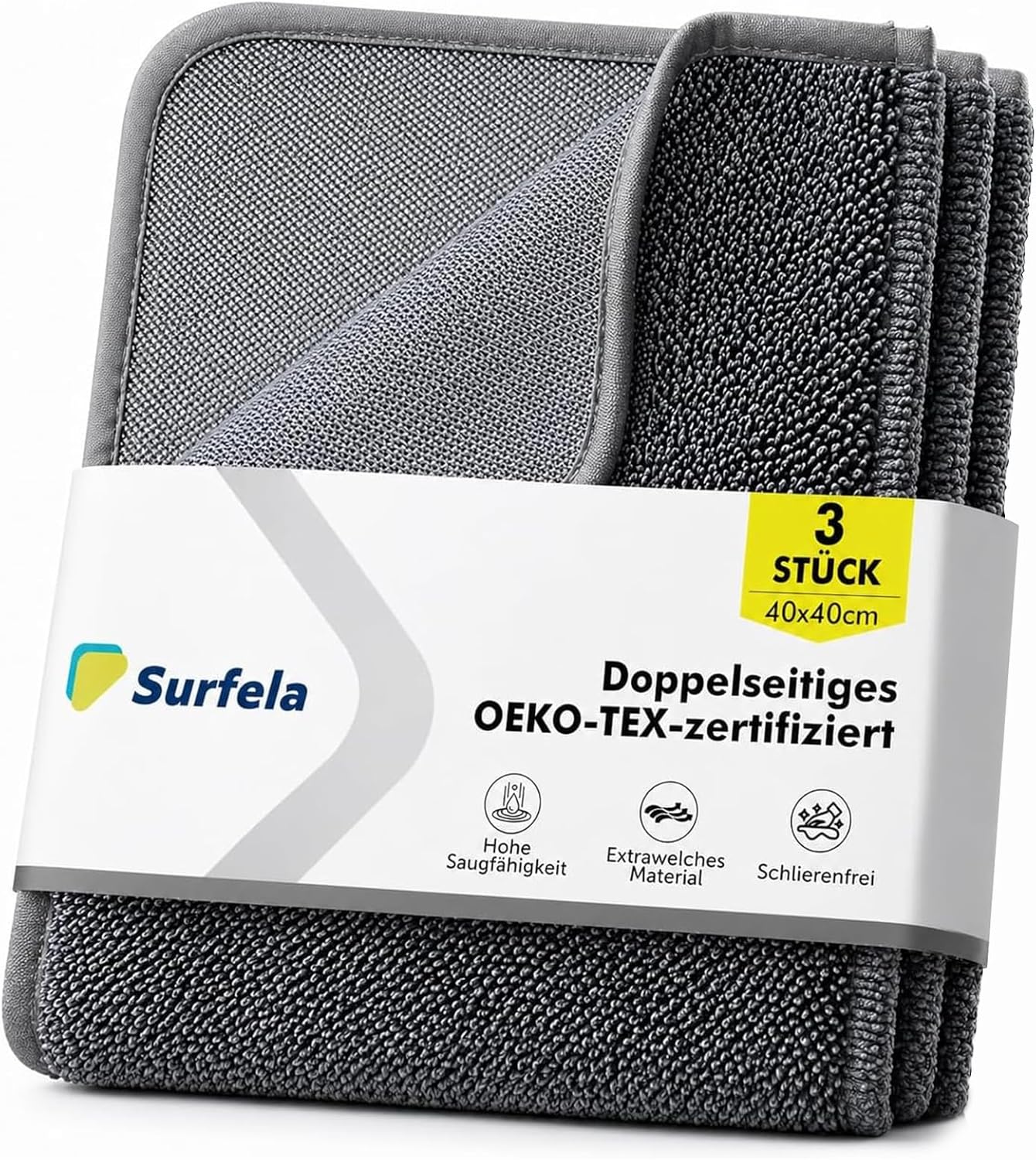 Thumbnail 6 de Surfela Trockentuch Dusche 3 Stück – Extra grobes Mikrofaser-Wischtuchset 40 × 60 cm