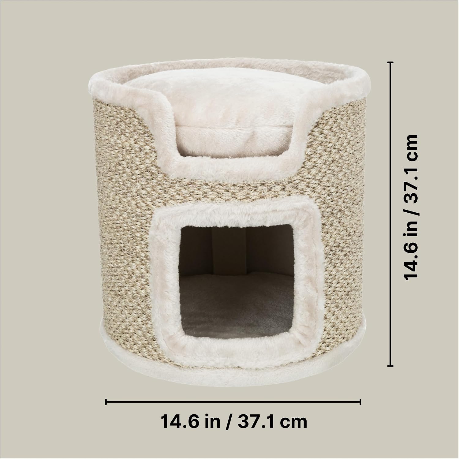 Detalle de TRIXIE Tower Ria kattenkrabmeubel 37 cm met sisal en pluche, lichtgrijs/naturel