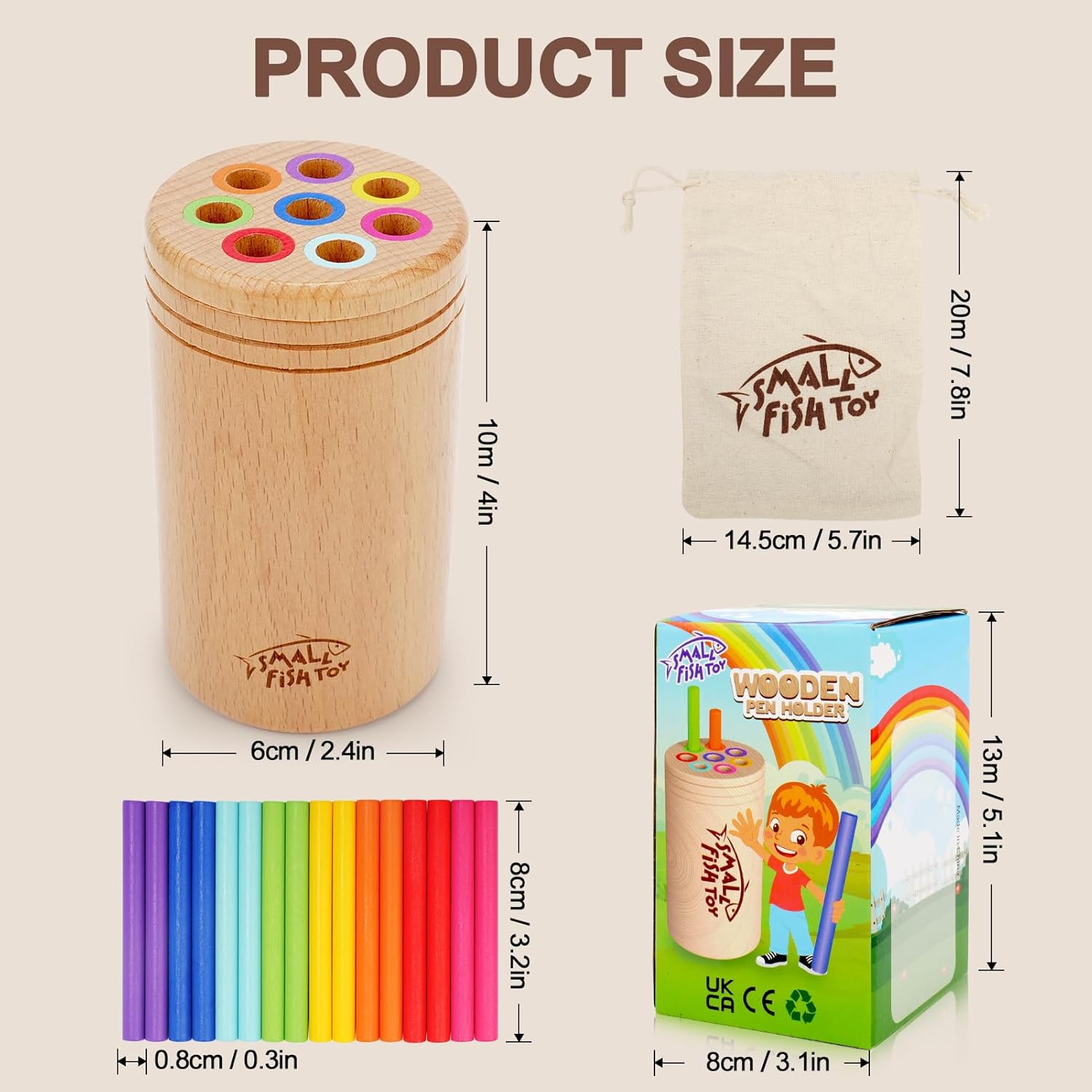 Thumbnail 5 de Small Fish Montessori Wooden Color Sorting Toy for Toddlers (Ages 1-3)