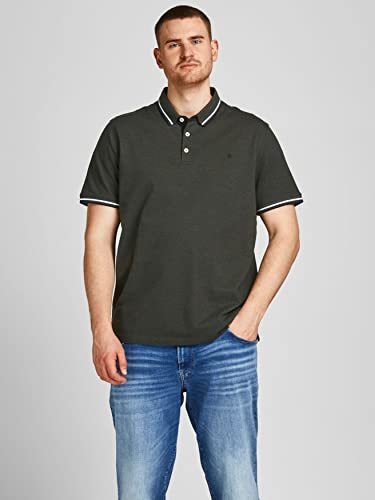 Detalle 2 de Jack & Jones Jjepaulos Polo Ss Noos Pls Camisa polo, Hombre, Verde Oscuro, XXL