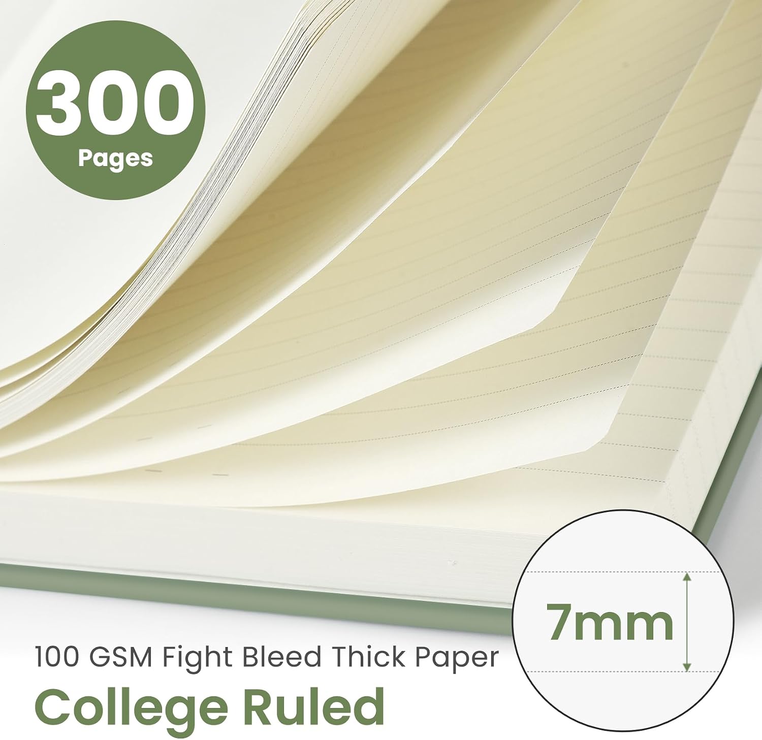Thumbnail 1 de Taja B5 Spiral Notebook, 300 Pages, Hardcover, College Ruled, Green