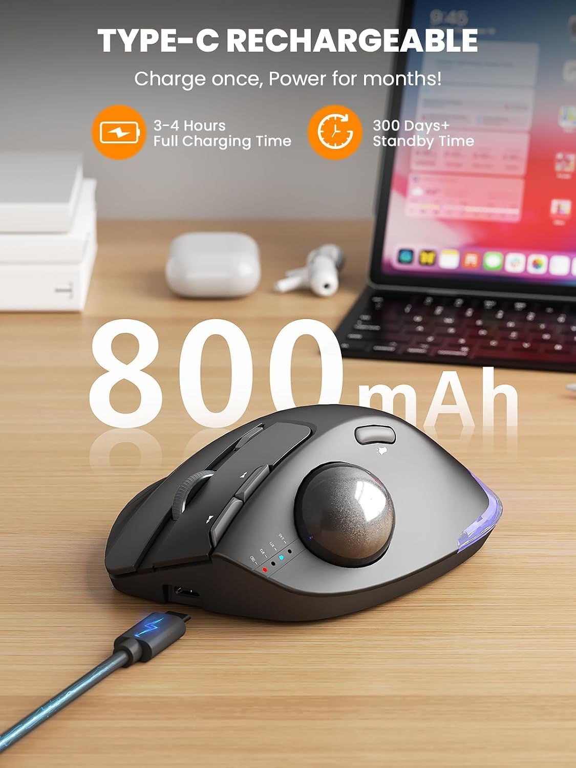 Thumbnail 6 de SABLUTE Wireless Trackball Mouse 5 DPI 🖱