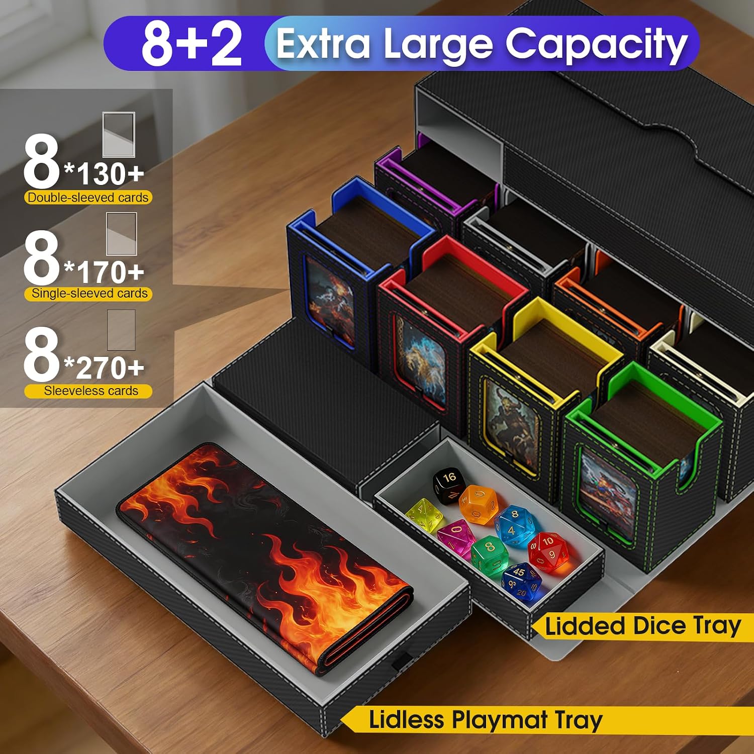 Thumbnail 3 de Cortile MTG Deck Box with Playmat Storage Box — 10-in-1 Modular Organizer for Commander & More