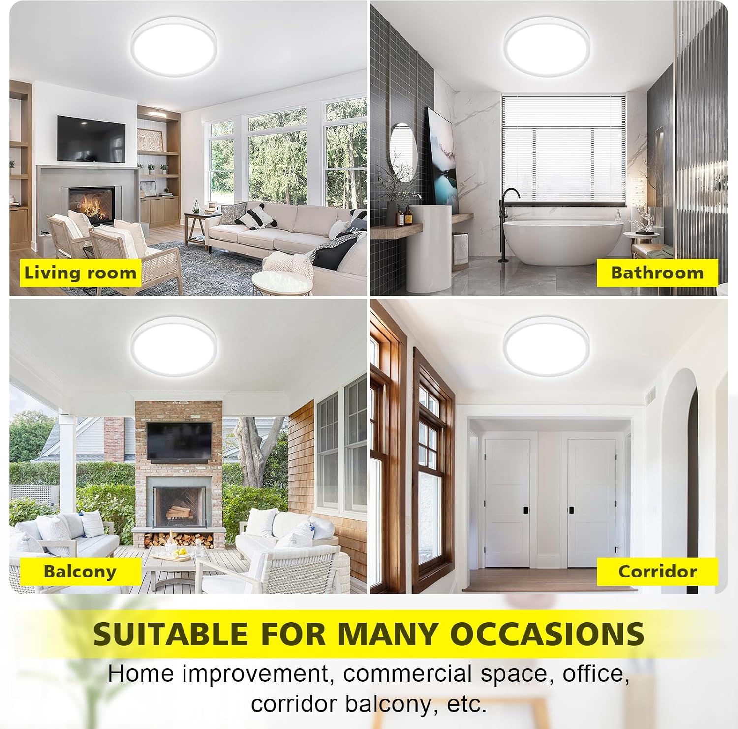 Thumbnail 5 de Befurglor 24W LED Ceiling Light 2 Pack (5000K Daylight White, 2200LM) – IP44 flush mount