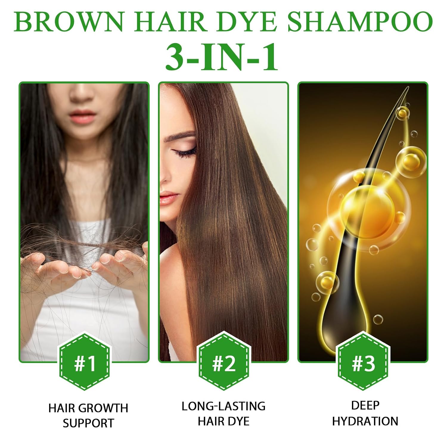 Thumbnail 2 de Dunkelbraunes Haarfärbeshampoo 3-in-1 zur Abdeckung grauer Haare (pflanzliche Haarfarbe)