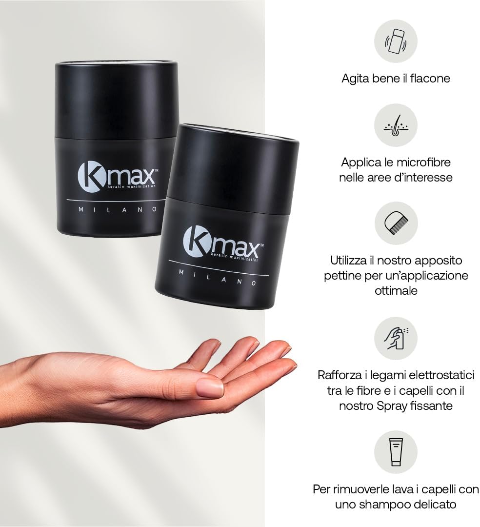 Thumbnail 6 de Kmax Fibre Cheratina per Capelli 5 g – Polvere volumizzante naturale per capelli diradati (Castano scuro)