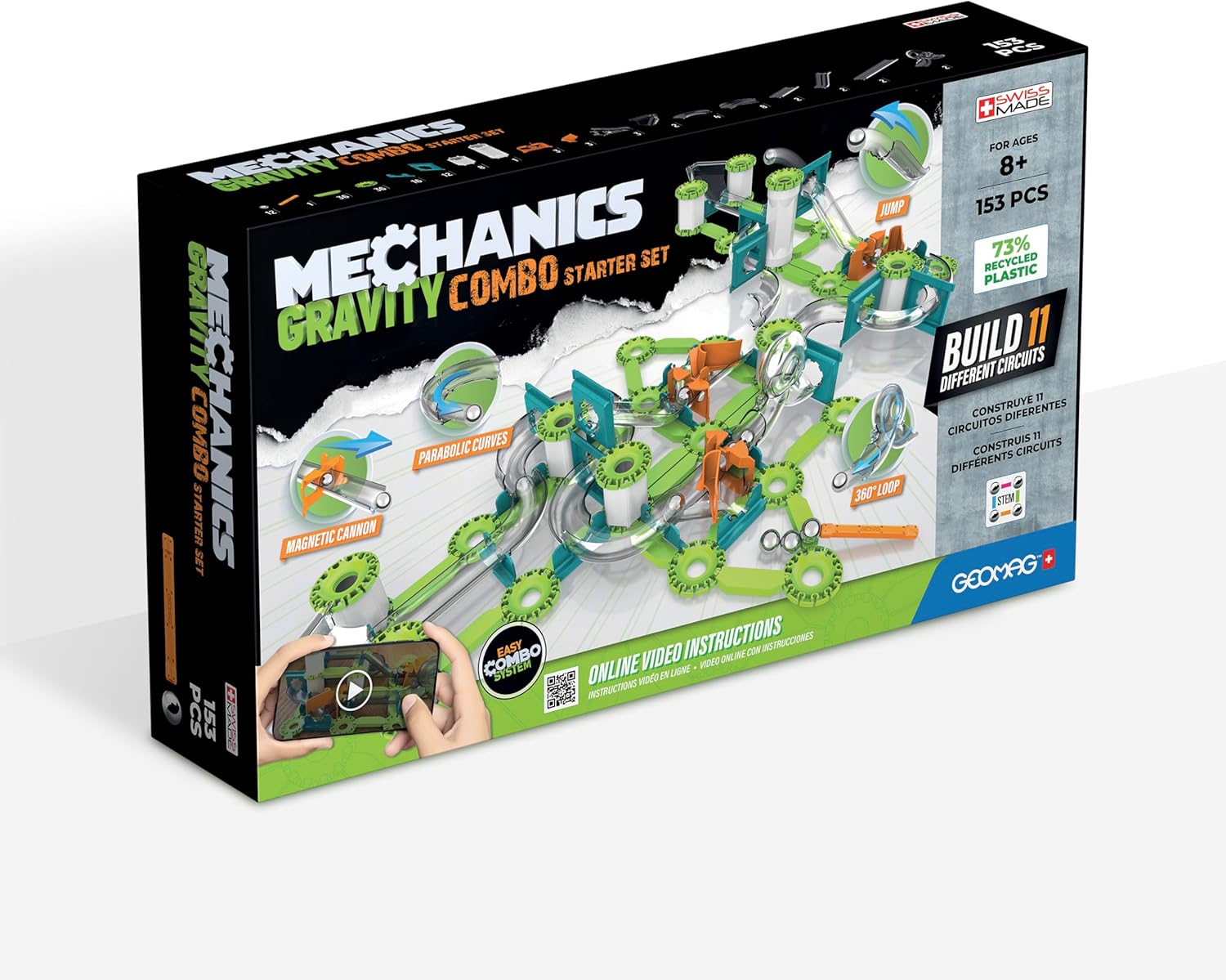Detalle de Geomag Mechanics Gravity Recycled Combo Starter Set 153 Pcs: costrizioni magnetiche e gravità per imparare giocando