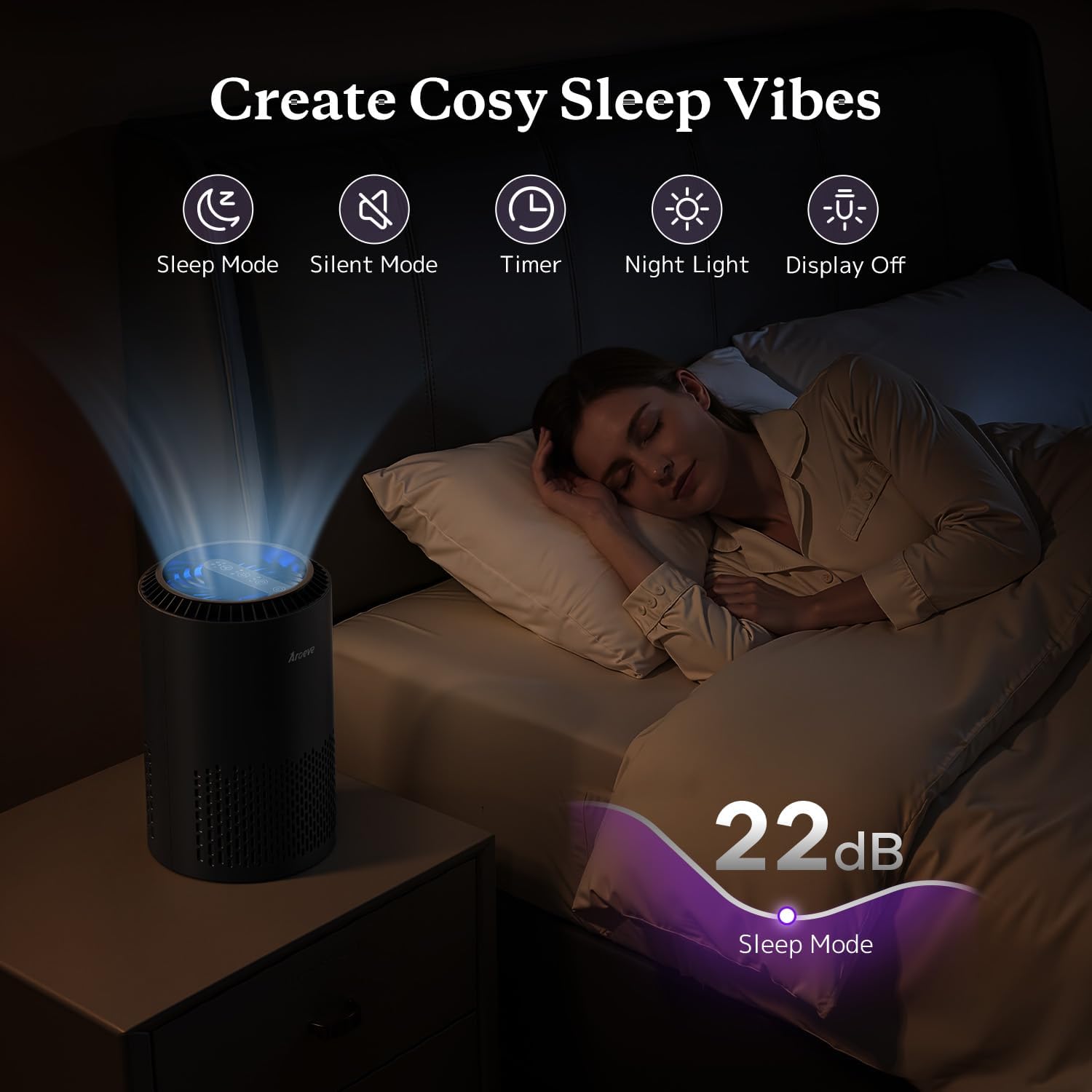 Thumbnail 4 de AROEVE Air Purifier for Bedroom MK01- Black 🕯