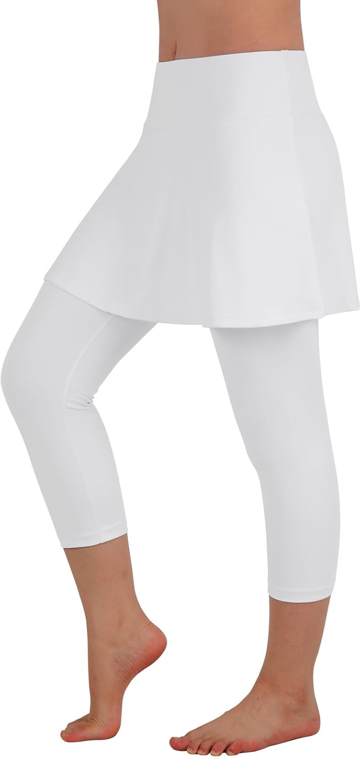 Detalle 2 de ANIVIVO Skirted Legging for Women with Skirt & Pockets – Black yoga, tennis, and fitness leggings