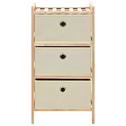 Detalle de vidaXL Estantería de almacenaje con 3 cestas de tela y madera de cedro beige
