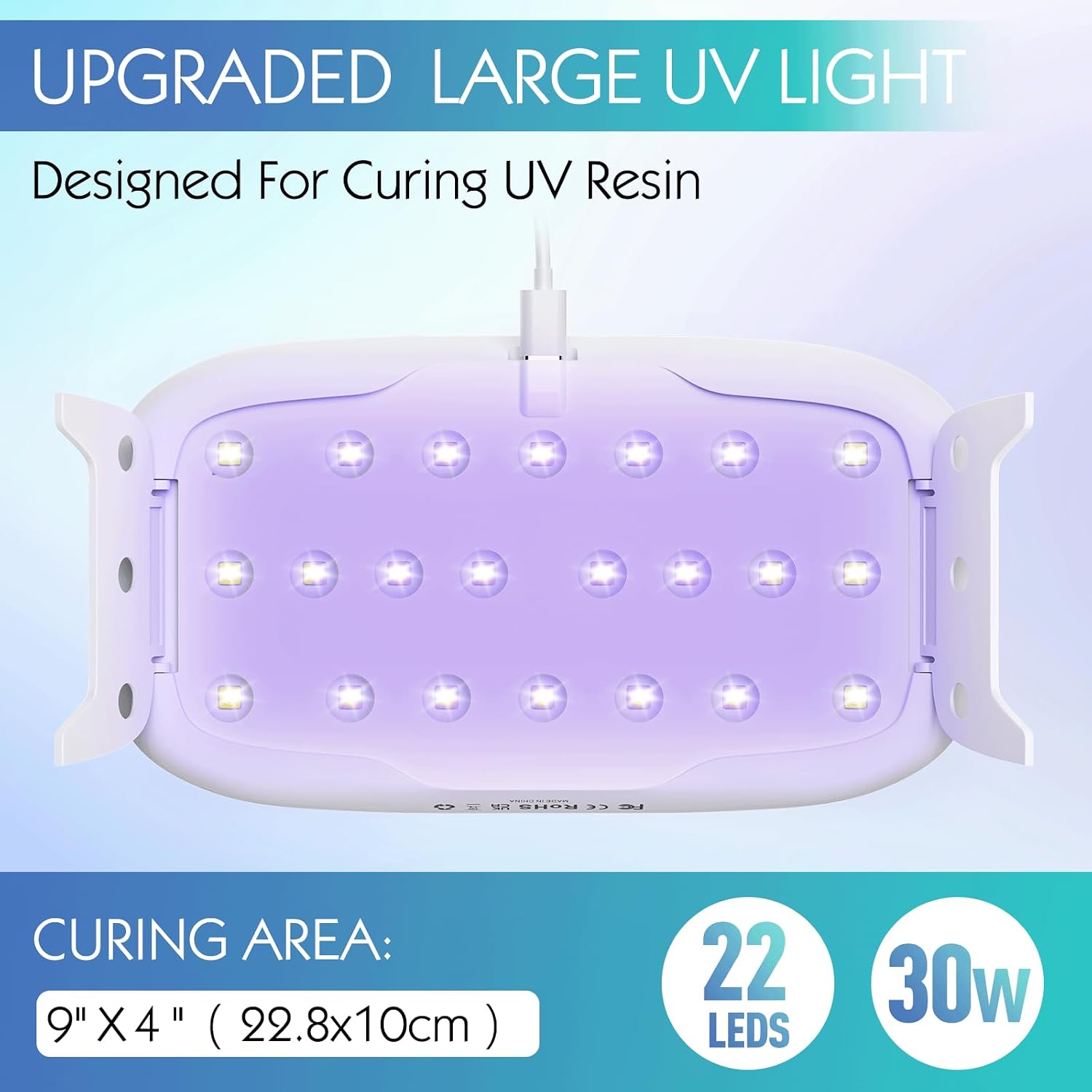 Detalle de Suzzam UV Resin Set mit 30W UV-Lampe – 300 g kristallklares UV-Harz für Schmuck & Deko (DIY-Set)