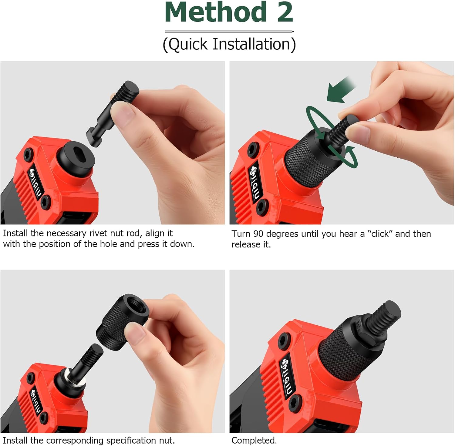 Detalle de JiGiU 13" Heavy Duty Rivet Nut Tool Kit with 7 Mandrels (M3–M12) and 110 Rivet Nuts