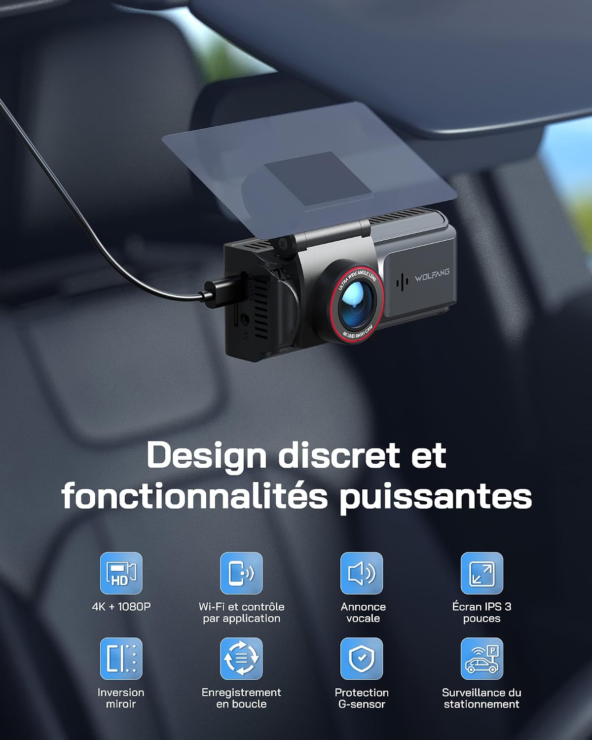 Detalle 2 de WOLFANG WD05 Dashcam 4K