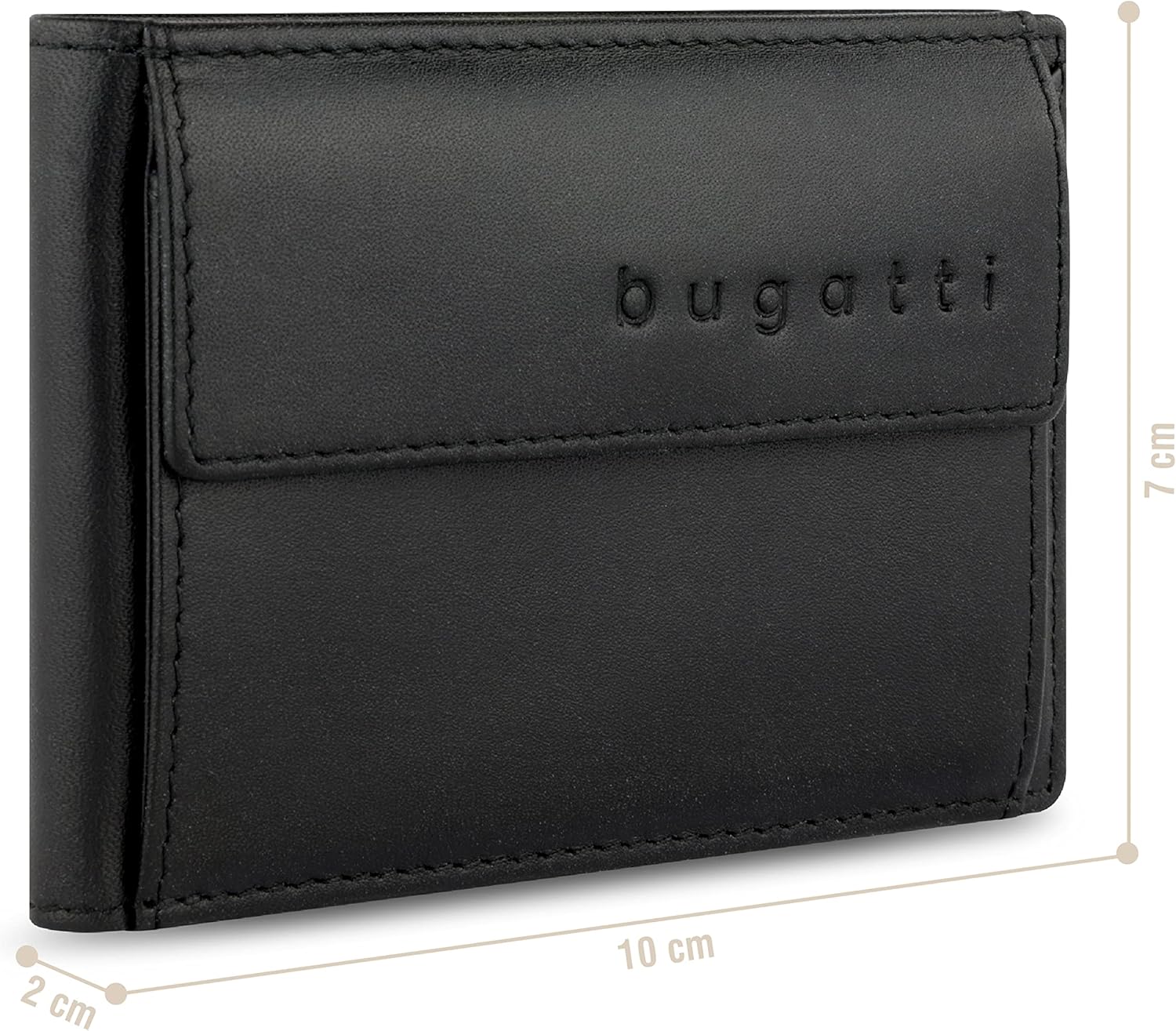 Thumbnail 1 de bugatti Super Slim Portefeuille en cuir petit avec protection RFID – Noir