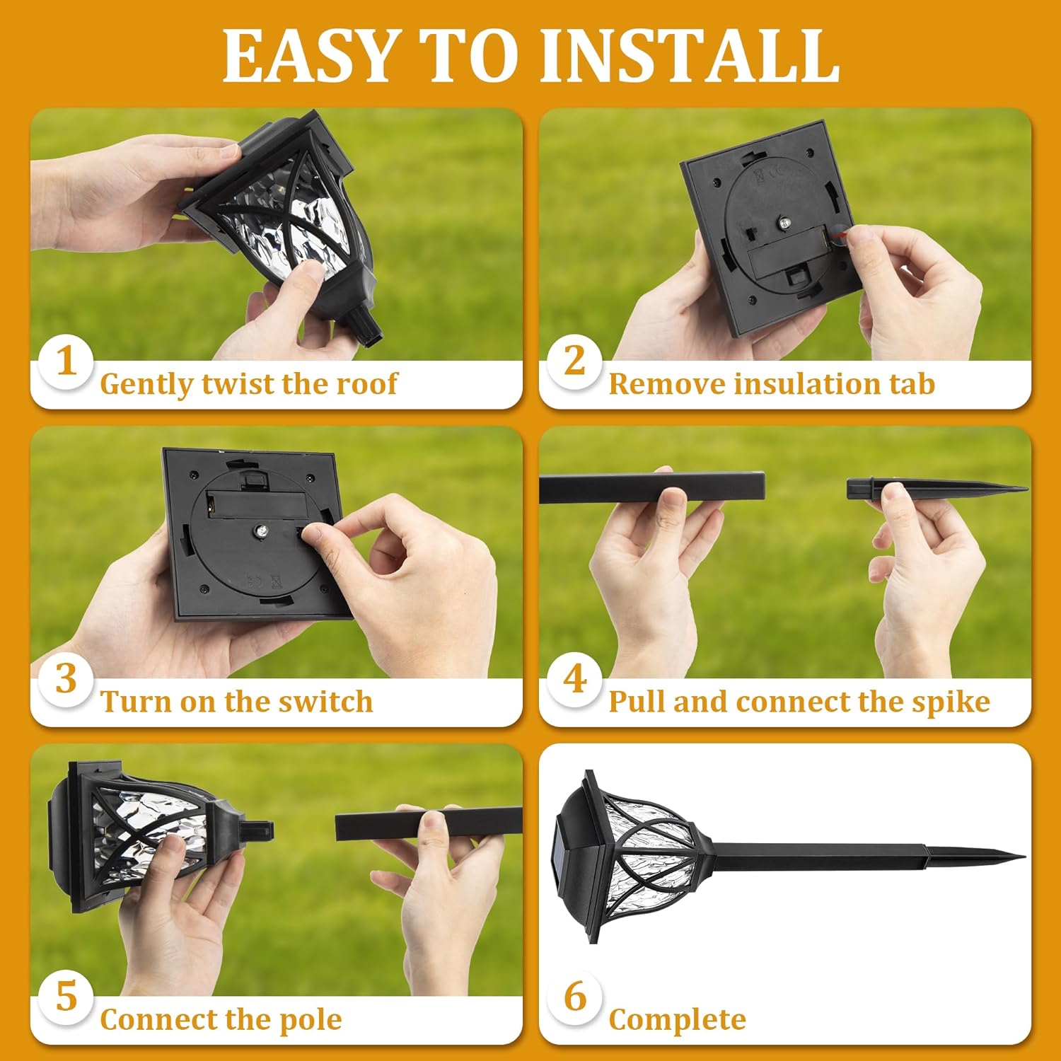 Thumbnail 3 de GIGALUMI Solar Lights Outdoor Garden, 6 Pack LED Solar Pathway Lights (Warm White) – Waterproof