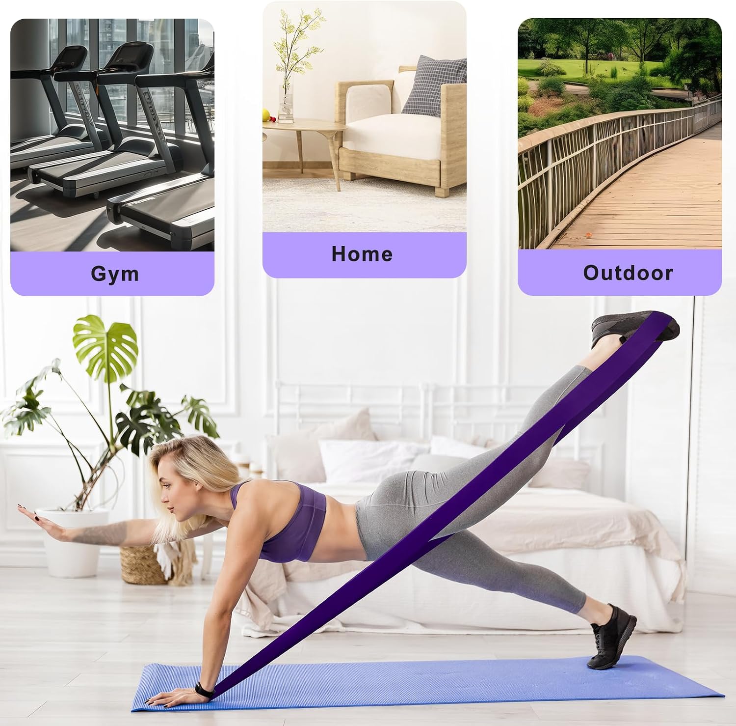 Thumbnail 6 de Elastici Fitness 15-100LB in lattice 100% per palestra, pilates, yoga, crossfit e powerlifting
