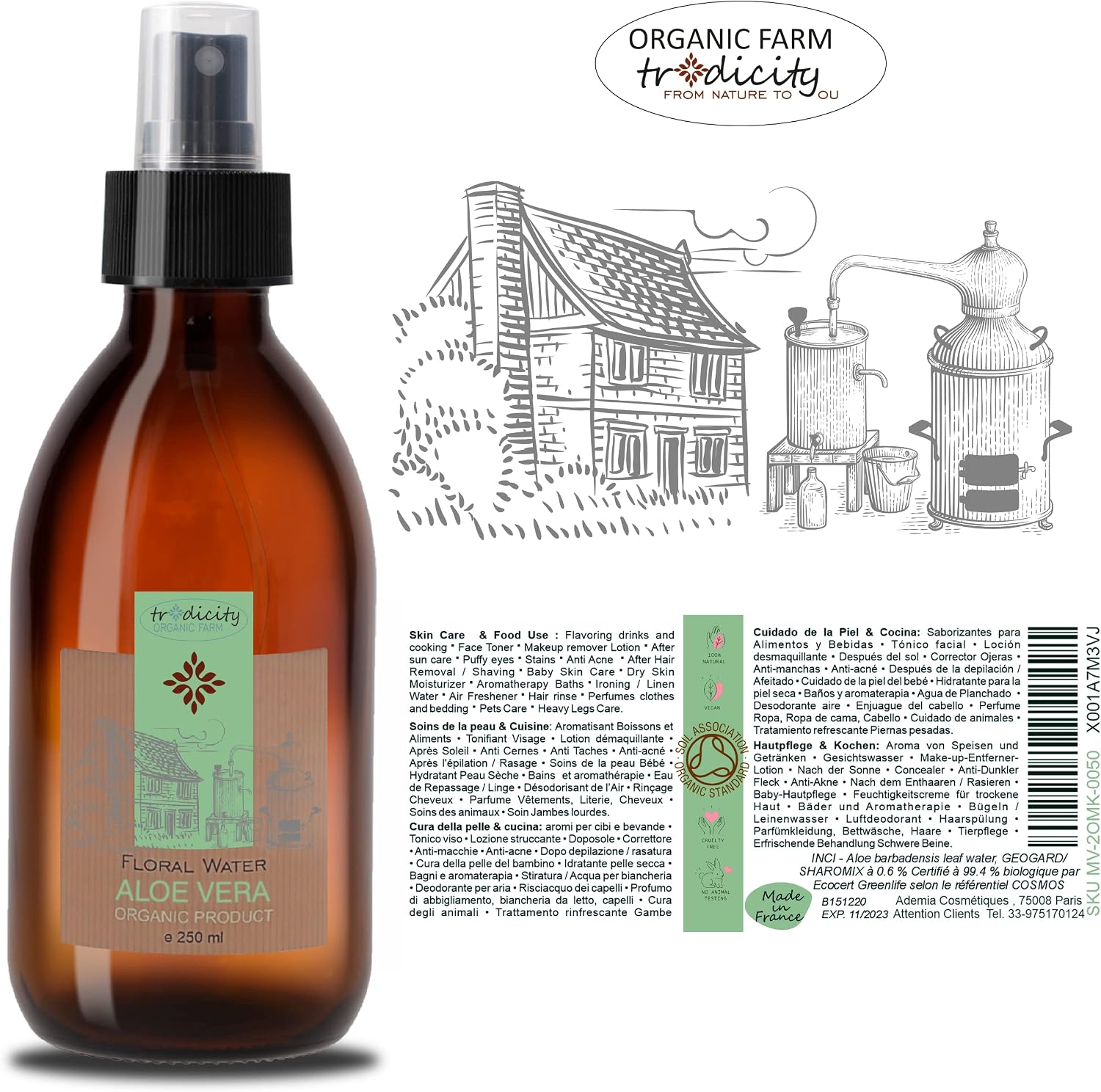 Thumbnail 2 de bleu & marine Bretania Spray Bio d’Aloe Vera 250 ml : soin visage hydratant et apaisant