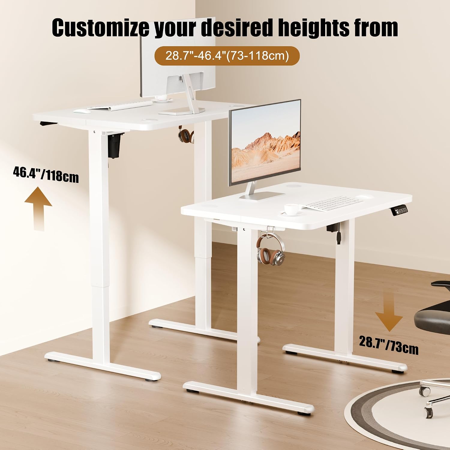 Thumbnail 3 de ERGOMAKER Electric Height Adjustable Desk 80x60 cm