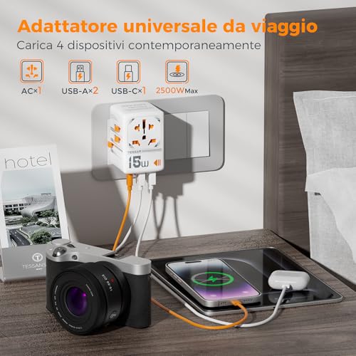 Thumbnail 2 de TESSAN Adattatore Universale da Viaggio: Spina Multifunzione 4-In-1 con 2 USB-A, 1 USB-C e Doppio Fusibile