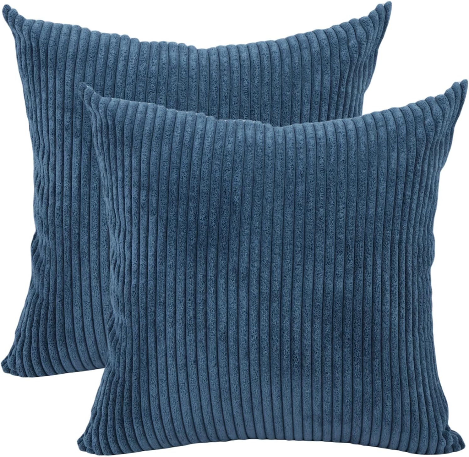 Thumbnail 6 de Betadistor Set of 2 Decorative Corduroy Cushion Covers 18x18 Inches (45cm x 45cm) in Sky Blue