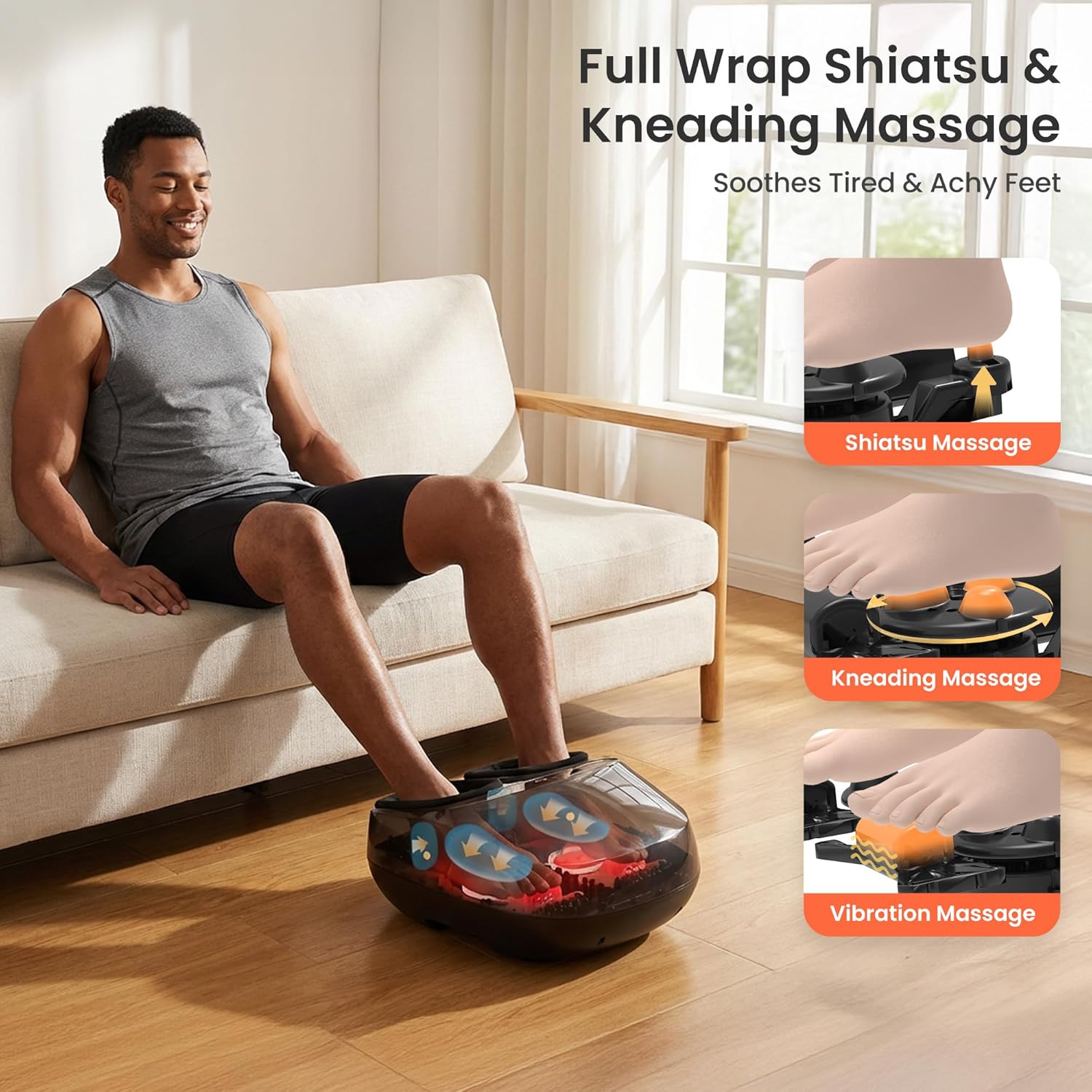 Thumbnail 1 de COMFIER Appareil de massage des pieds avec chaleur et shiatsu (télécommande, pause)