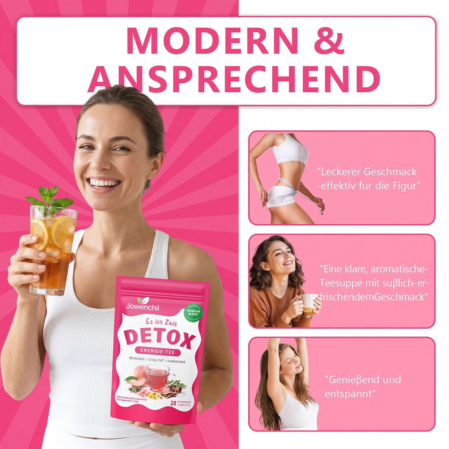 Detalle de Detox Tee zum Abnehmen & Leberfunktion – 28 Tage Kräutertee mit Mariendistel, Löwenzahn, Ginseng & Ingwer