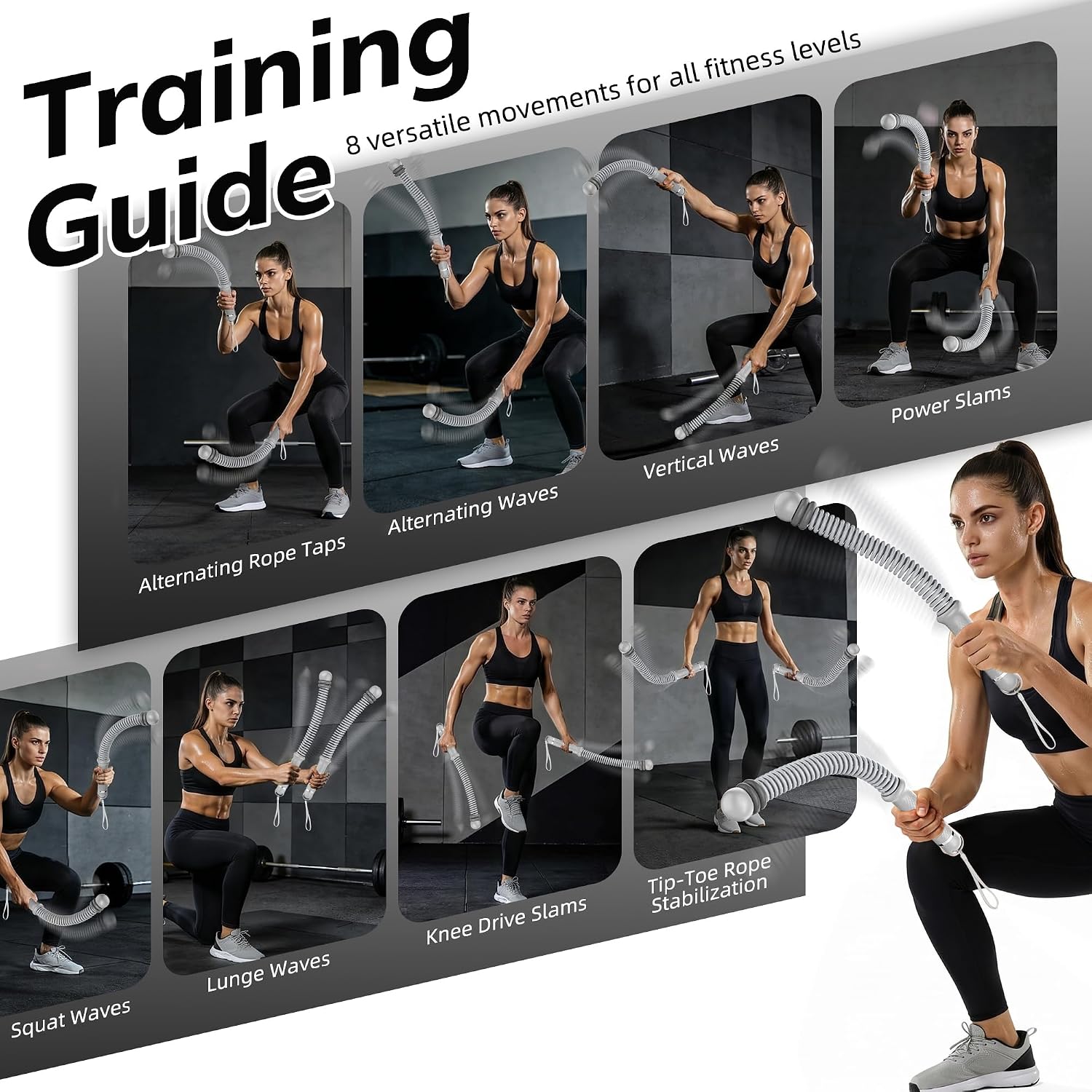 Detalle 2 de OQLXUW Ropeless Battle Rope, Weighted Cordless Trainer with Adjustable Resistance