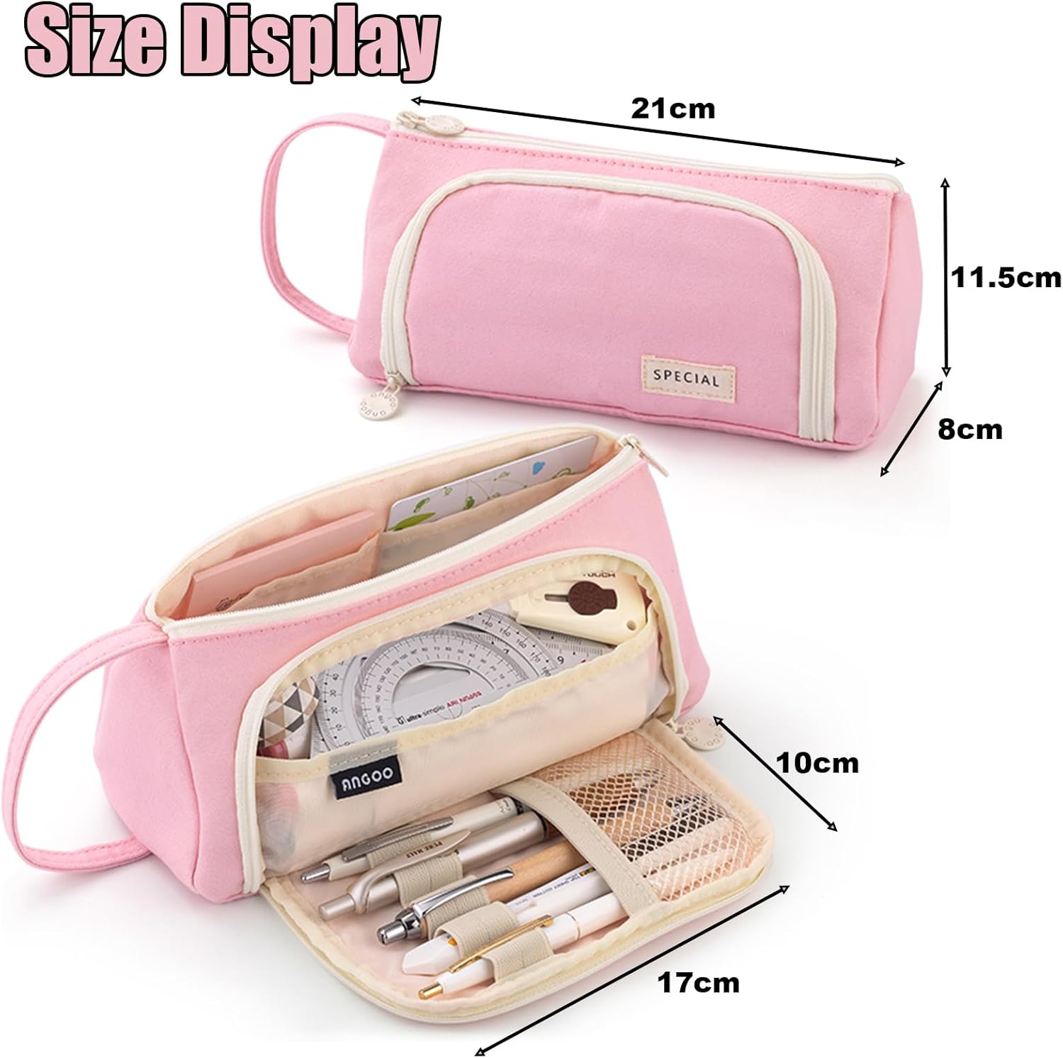 Thumbnail 1 de ONCCI Pencil Case for Girls: Large Capacity 3-Compartment Design