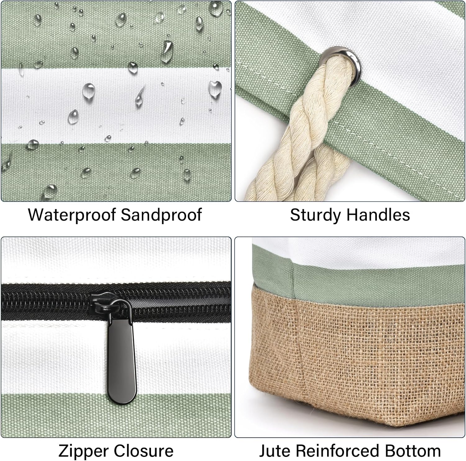 Detalle de oscaurt Strandtasche XXL – wasserdichte, faltbare Reise- und Strandtasche mit Reißverschluss