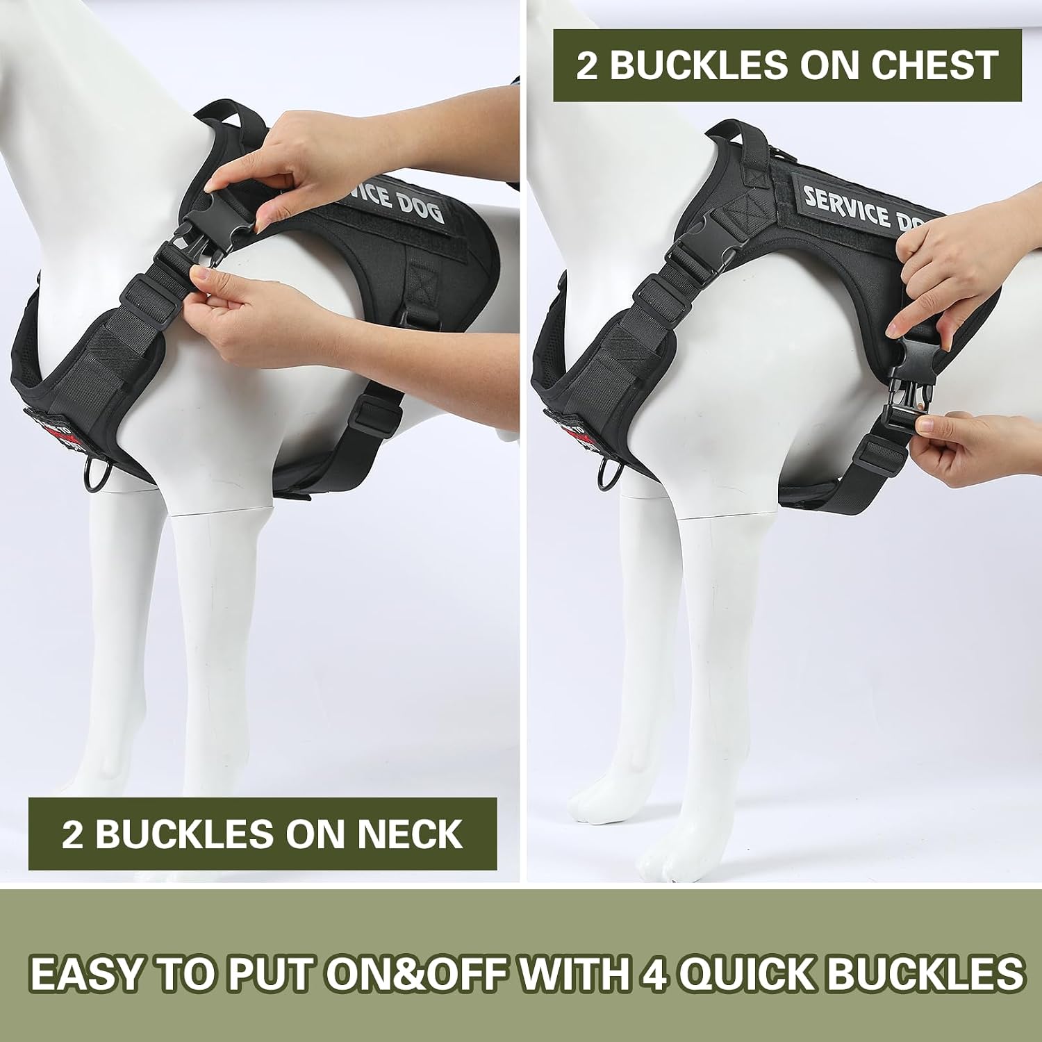 Thumbnail 4 de Belababy Tactical Anti Pull Dog Harness with Front Clip and Handle (Sizes S/M/L)
