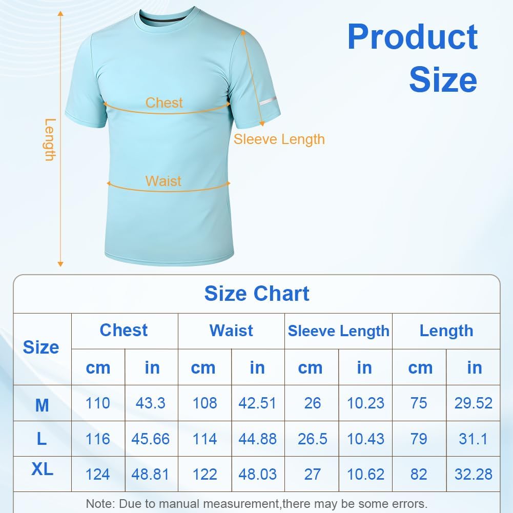 Detalle de BSBUY T-shirt voor heren met korte mouwen, UPF 50+ en sneldrogende stof