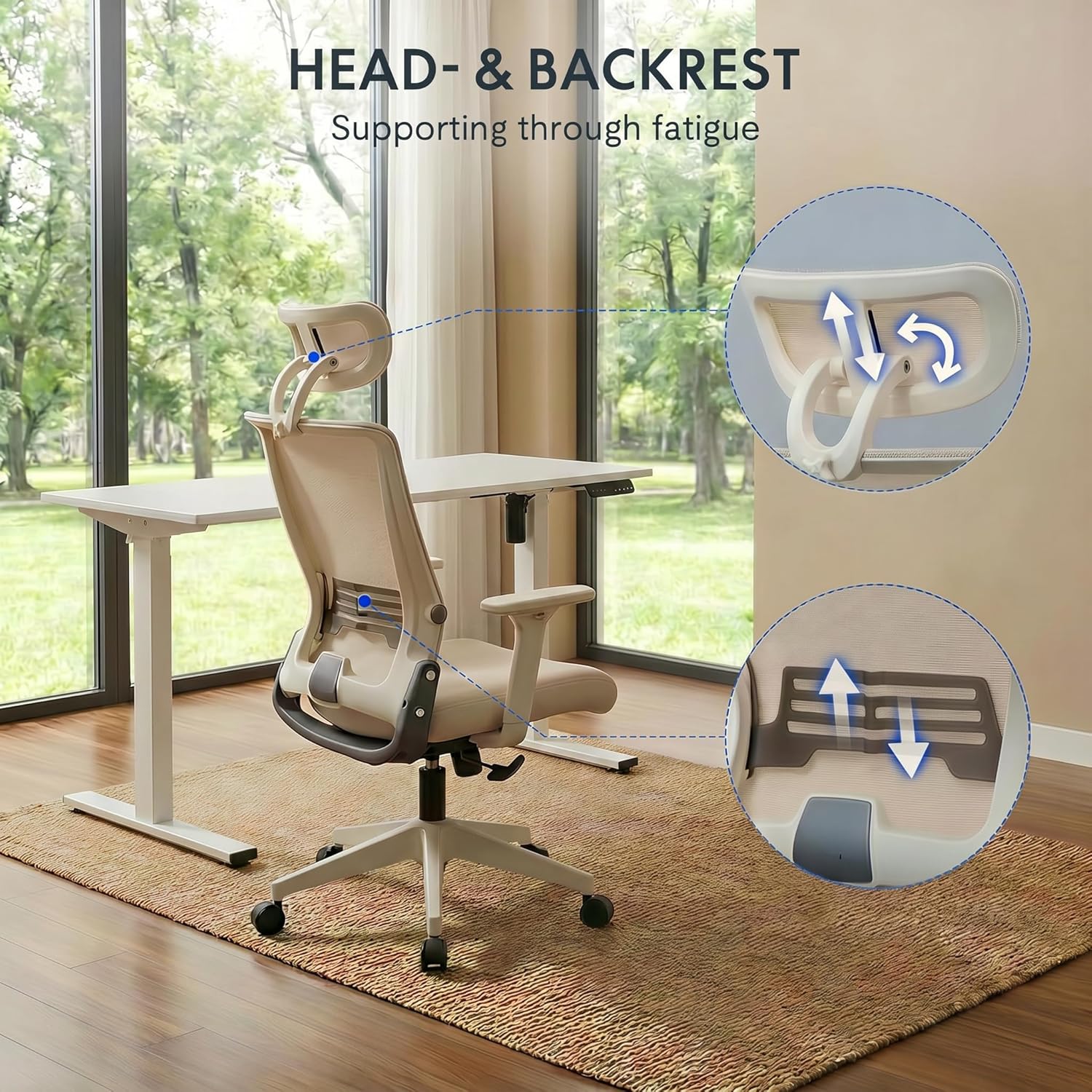 Detalle de FLEXISPOT Foldex: sedia ergonomica pieghevole per home office con poggiapiedi, poggiatesta 3D e supporto lombare