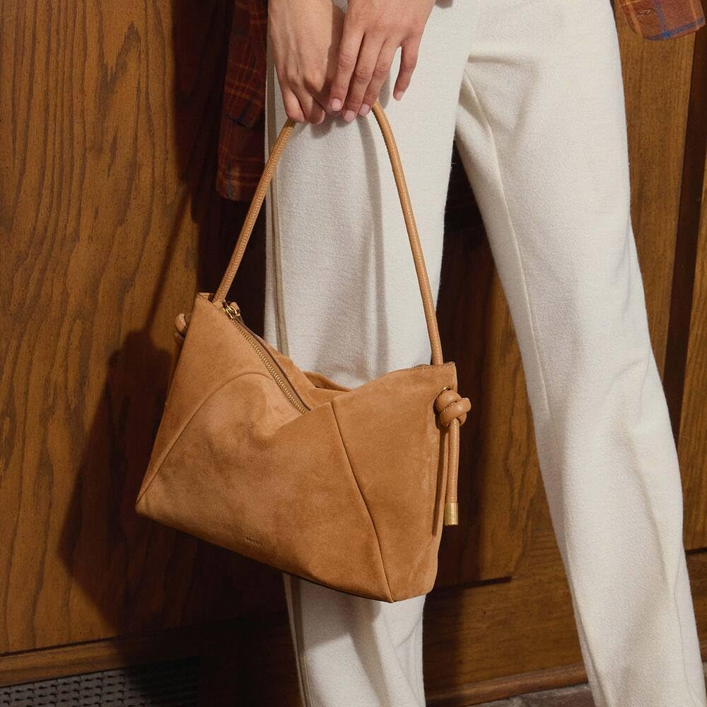 Thumbnail 1 de Fossil Schultertasche aus italienischem Wildleder – kompakt, robust und gut organisiert