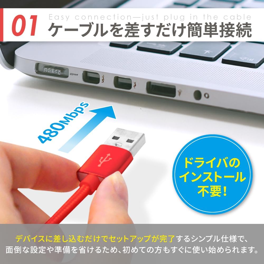 Thumbnail 2 de shizukawill ACCEUSB0615PU USB 2.0 to Type-Cケーブル 1.5m・パープル・ナイロン編み