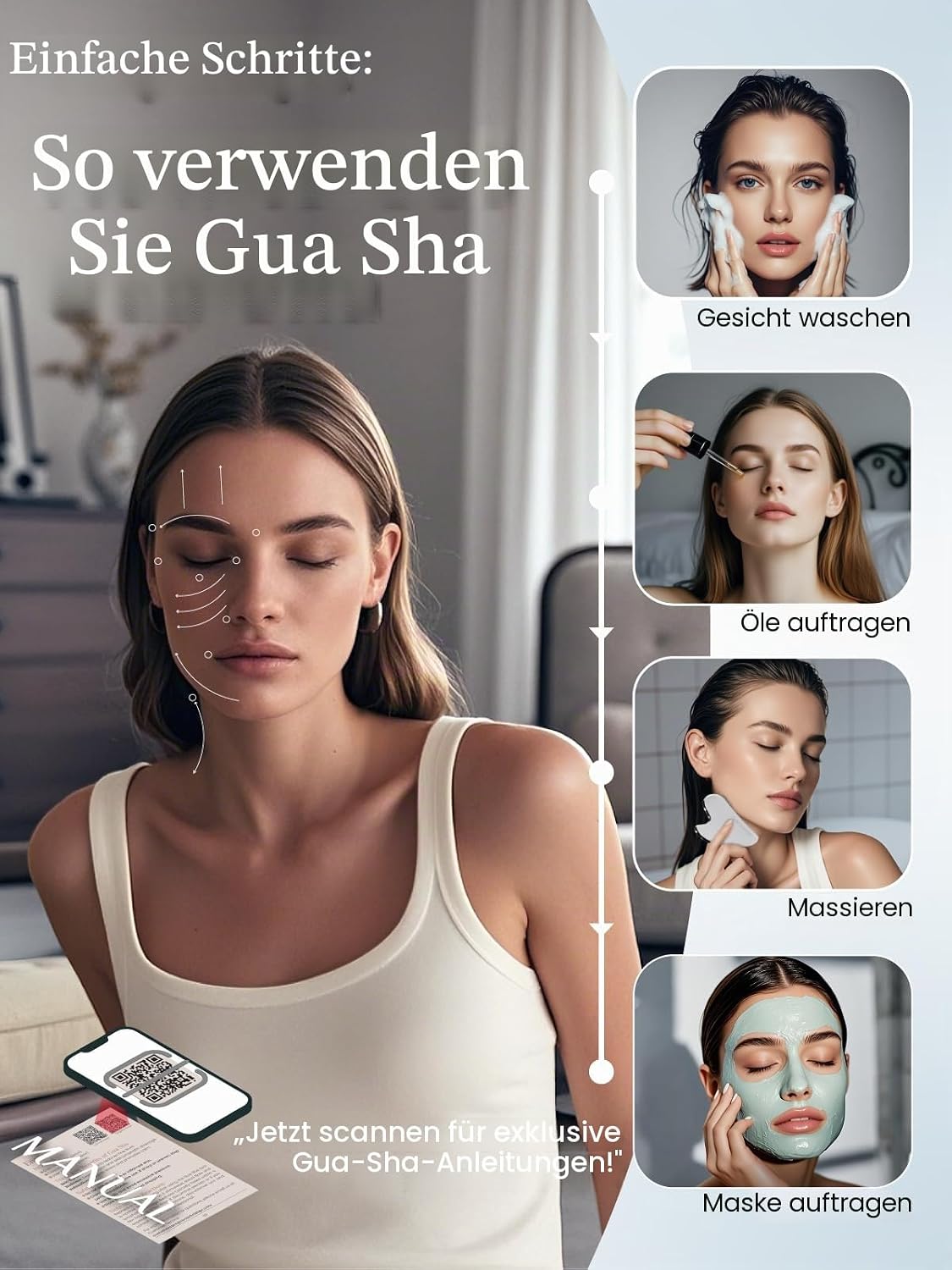 Thumbnail 4 de Rena Chris Edelstahl Gua Sha Stein – Gesichtsmassage