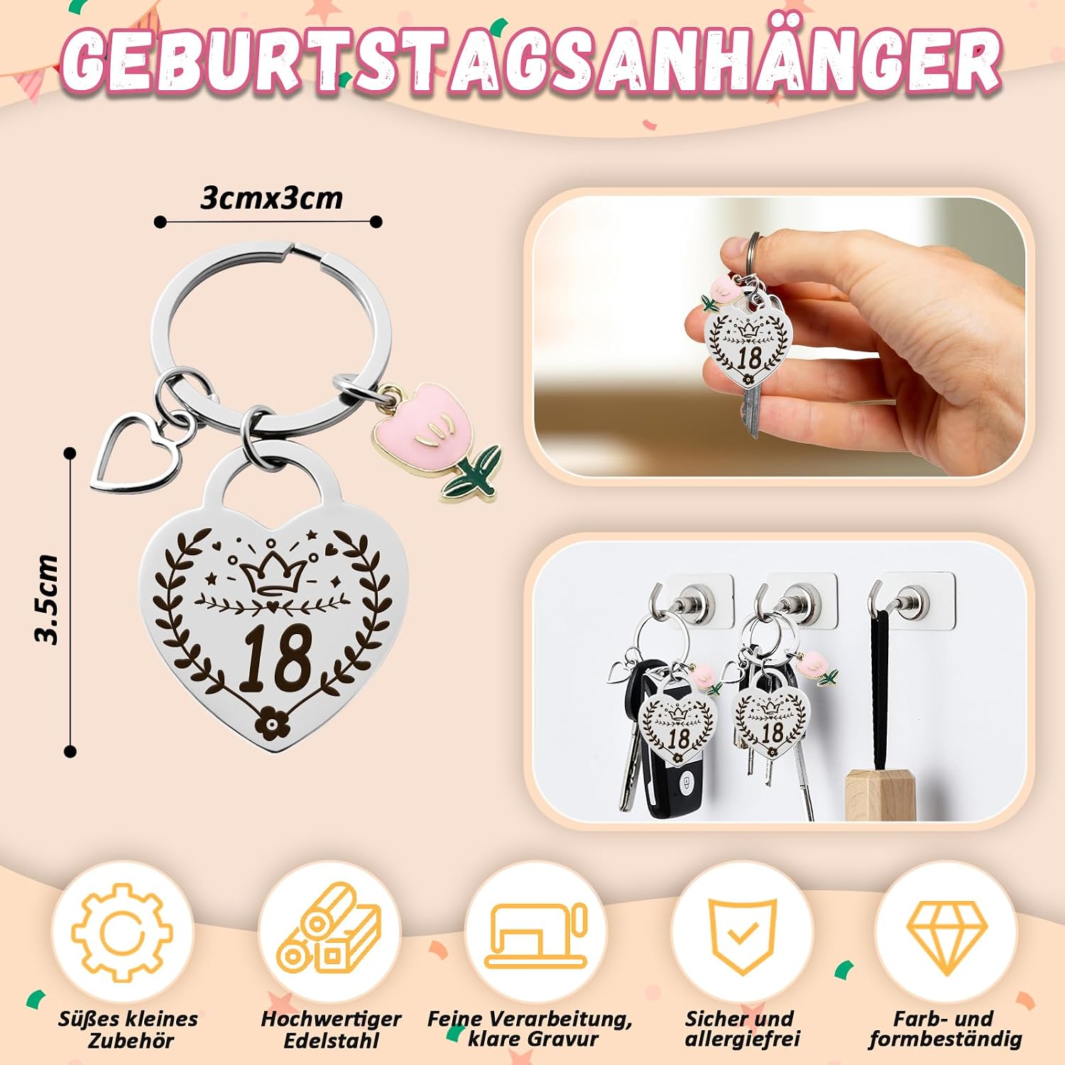 Thumbnail 4 de WAMIOKAGRO 18. Geburtstag Mädchen Geschenkset – Kosmetiktasche, Socken & Schlüsselanhänger