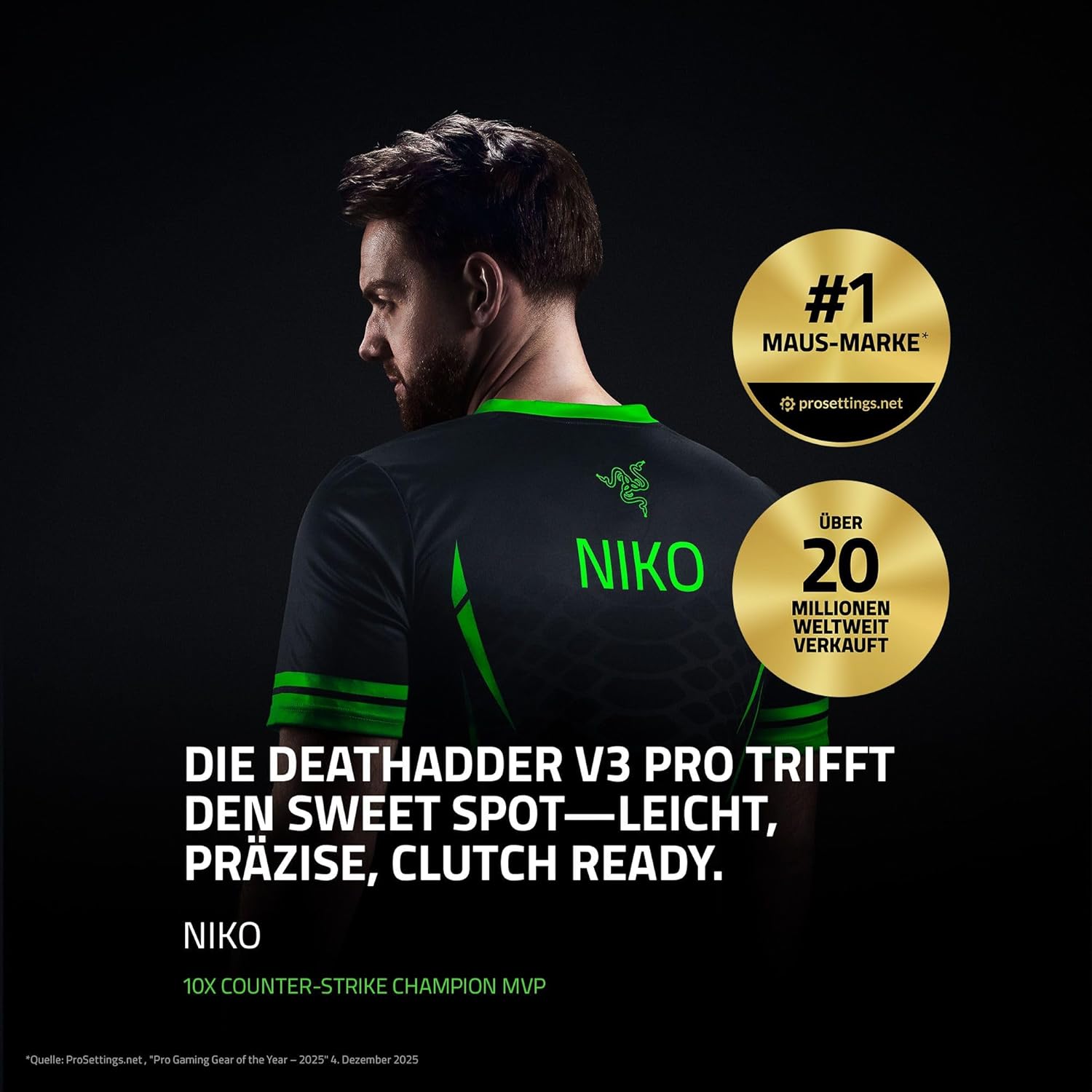 Thumbnail 1 de Razer DeathAdder V3 Pro + HyperPolling Wireless-Adapter – Ultralichtes E-Sport-Mäuschen mit 8K Hz Kabellaufleistung