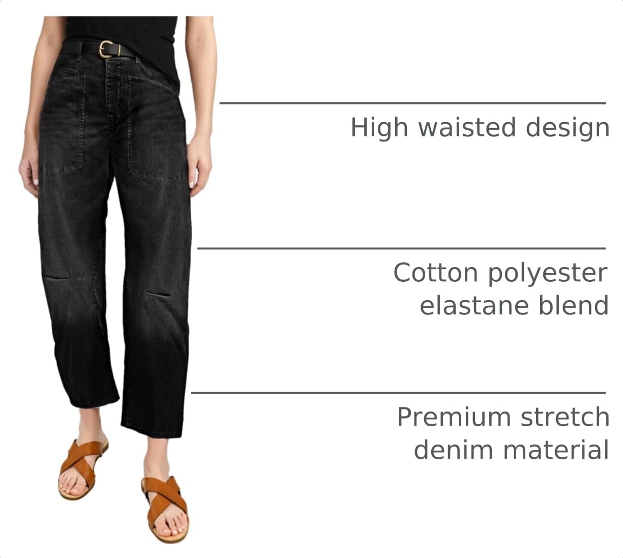 Detalle 2 de EVALESS Baggy Barrel Jeans High Waisted Ankle