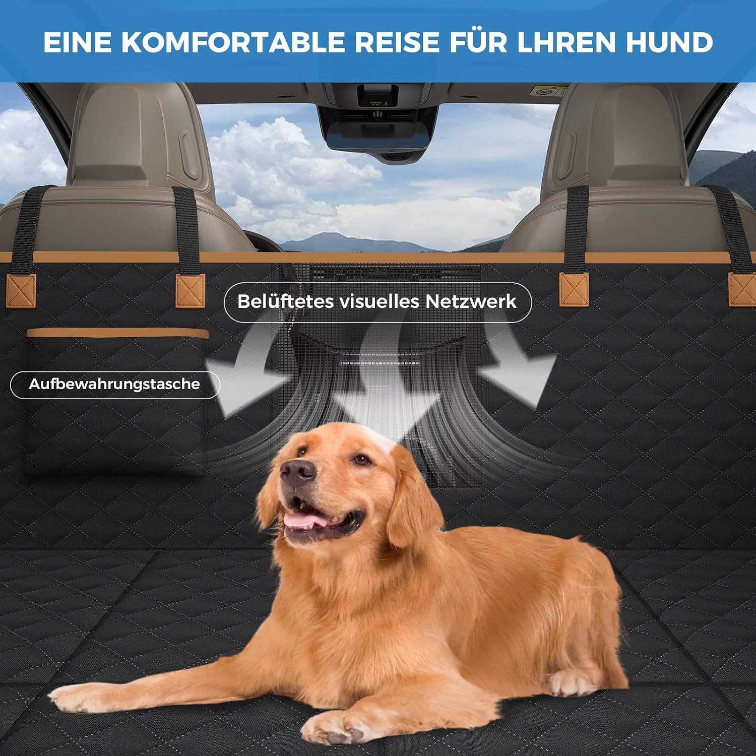Detalle de MyeMdan Hard-Bottom Dog Car Seat Cover, Waterproof 600D Oxford, Detachable Base
