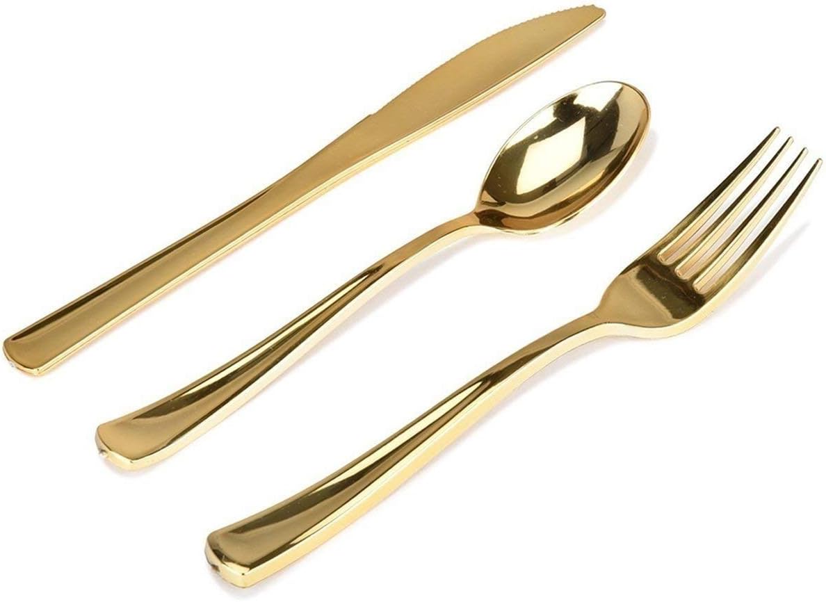 Thumbnail 6 de Gold Plastic Silverware Set 160 Pack 🍴