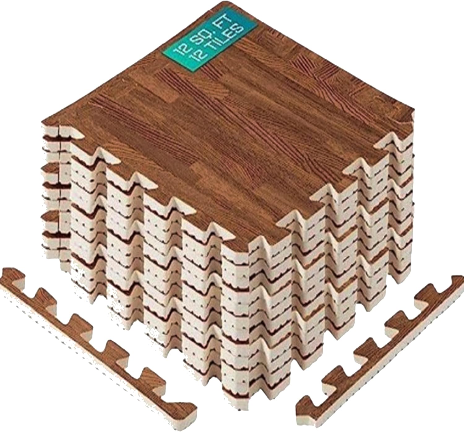 Detalle de Yes4All EWUN tappeto a incastro in EVA Rovere scuro (12 piastrelle) per pavimentazioni modulari