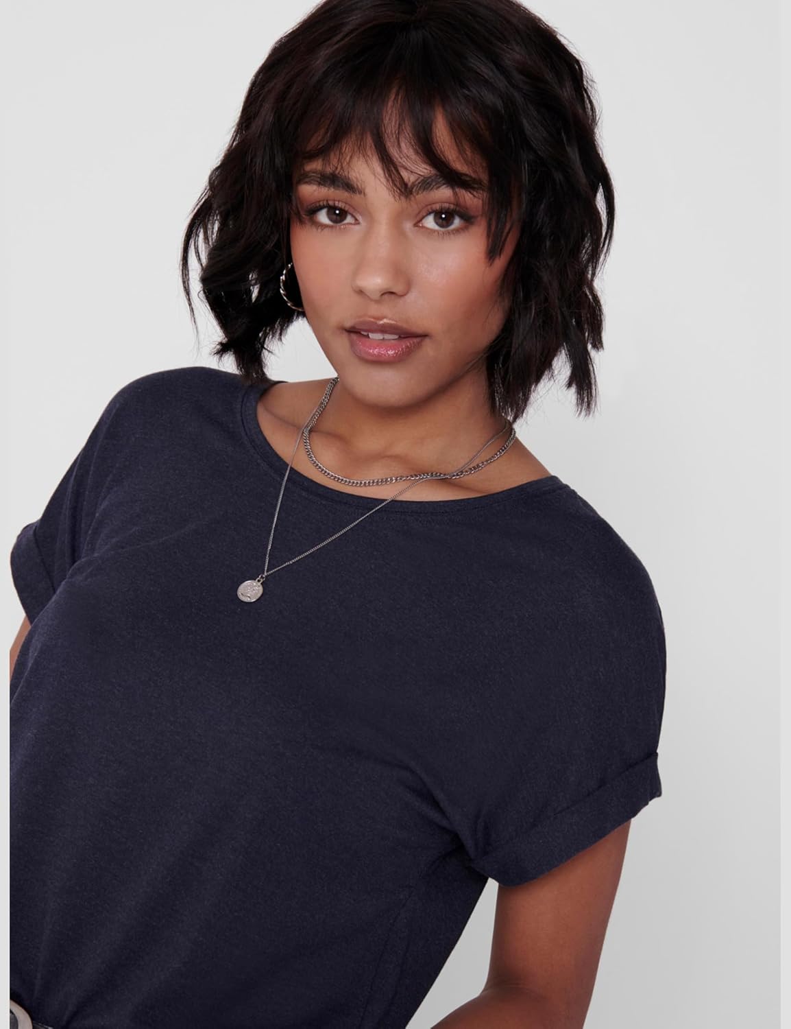 Detalle de ONLY Tops für Damen Basic Kurzarm Rundhals – vielseitiges Basicshirt von ONLY