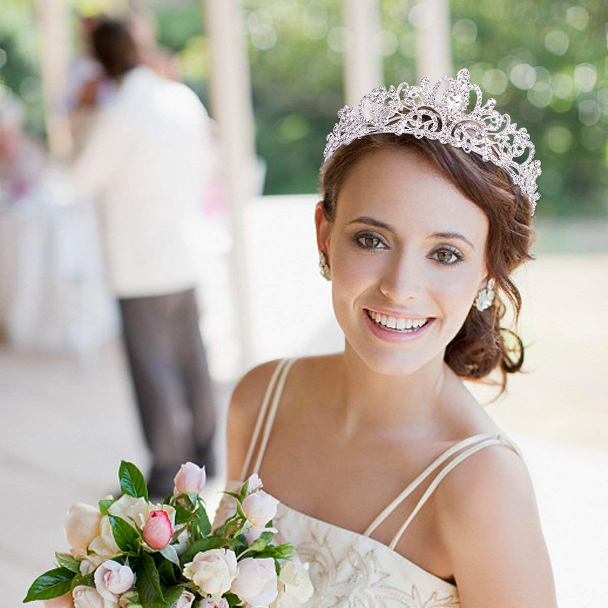 Detalle de Didder Silver Crystal Tiara with Rhinestones and Hair Combs