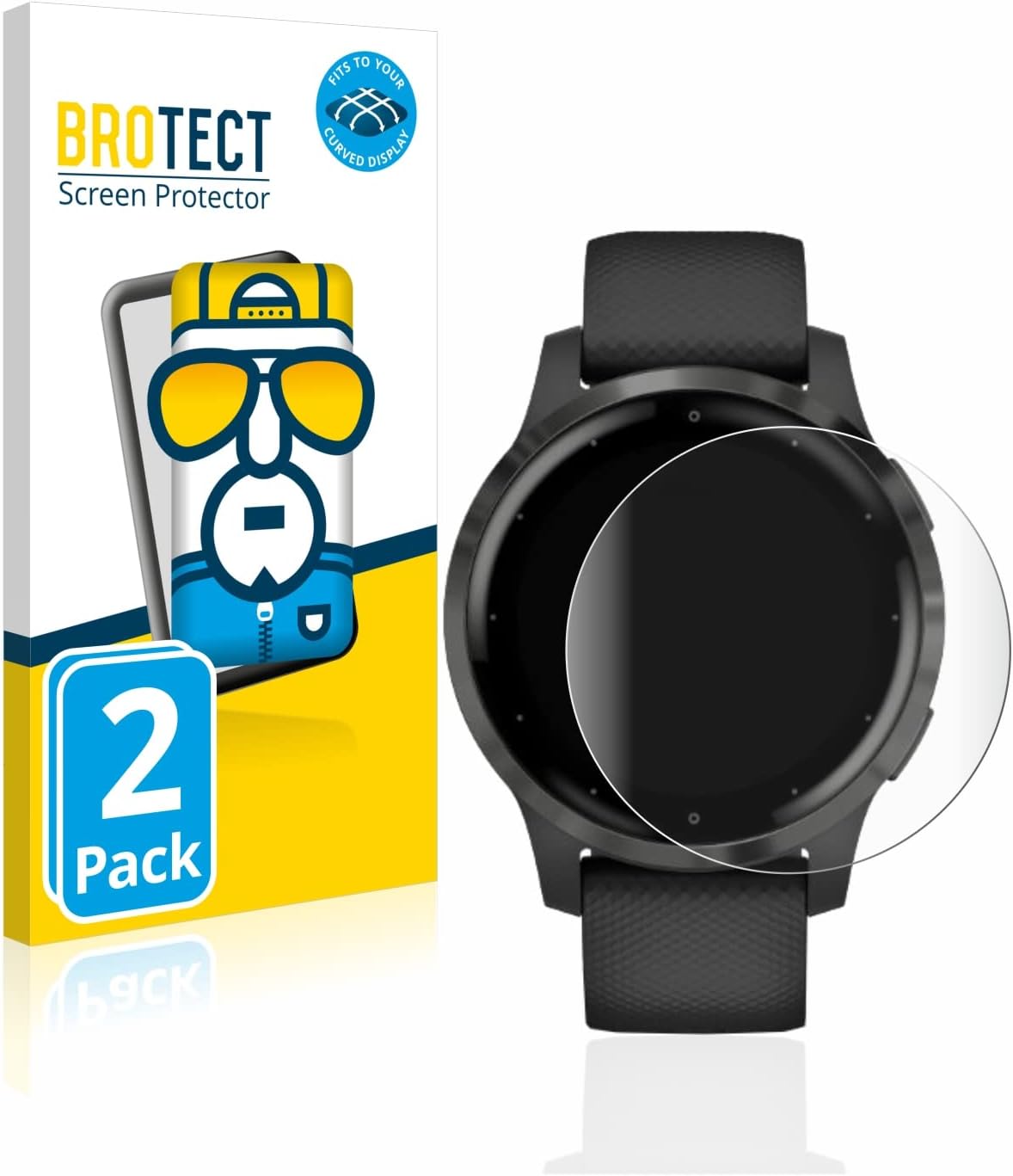 Thumbnail 1 de brotect 3D Curved Screen Protector for Garmin vivoactive 4s (40 mm) – Full Screen Coverage, 2 Pack
